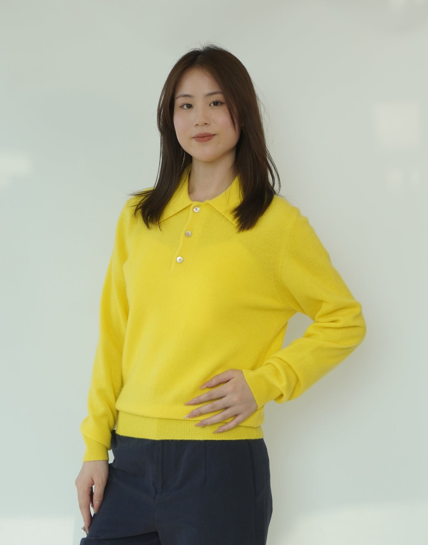 100% cashmere Warm and cozy women's cashmere polo shirt