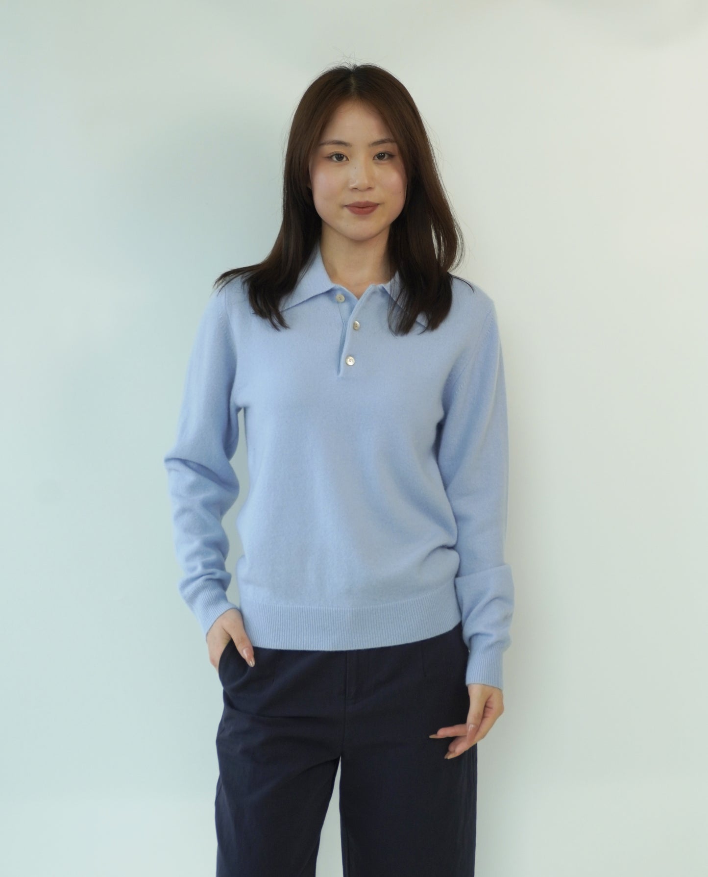 100% cashmere Warm and cozy women's cashmere polo shirt