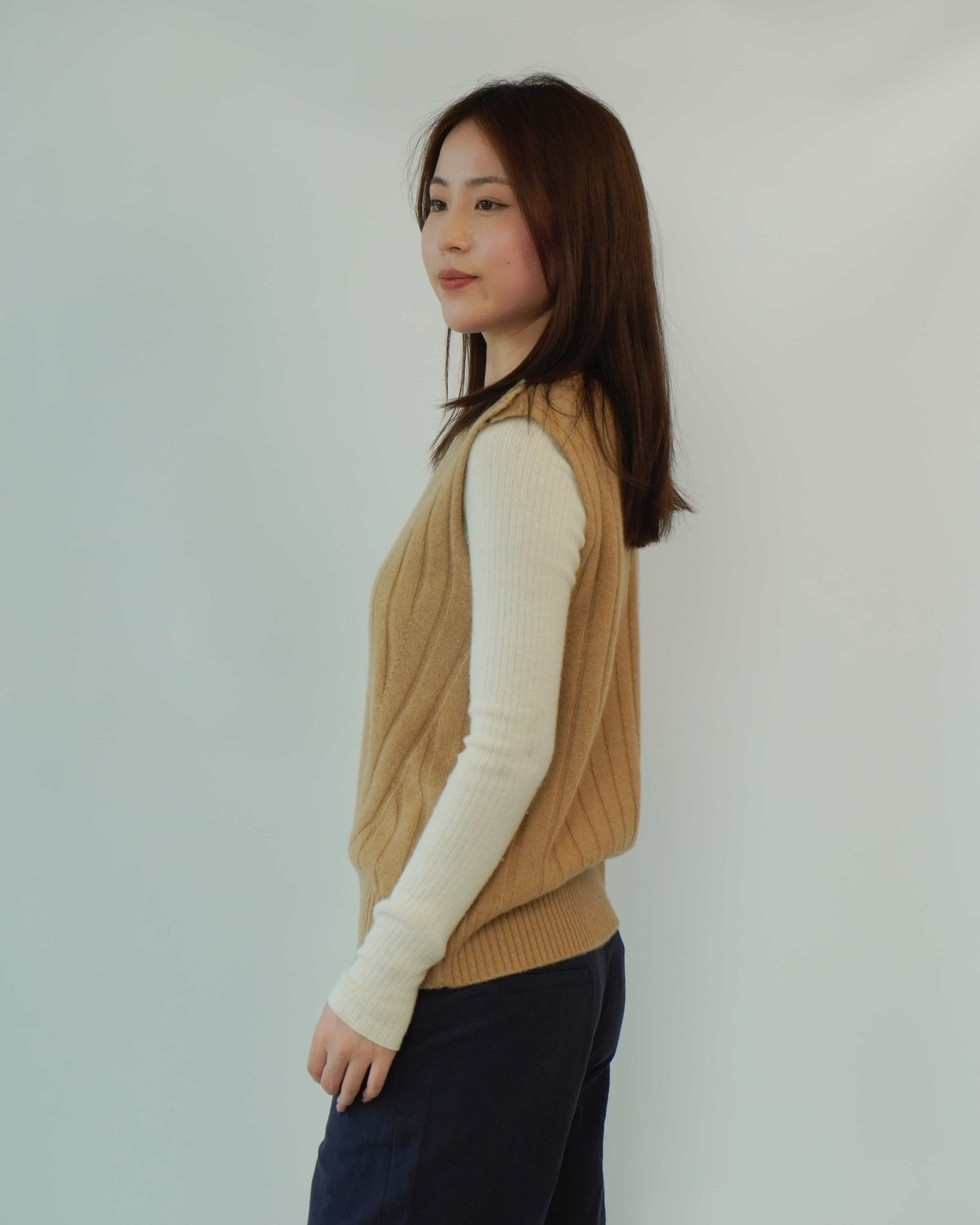 100% cashmere round neck slim fashion ladies cashmere vest