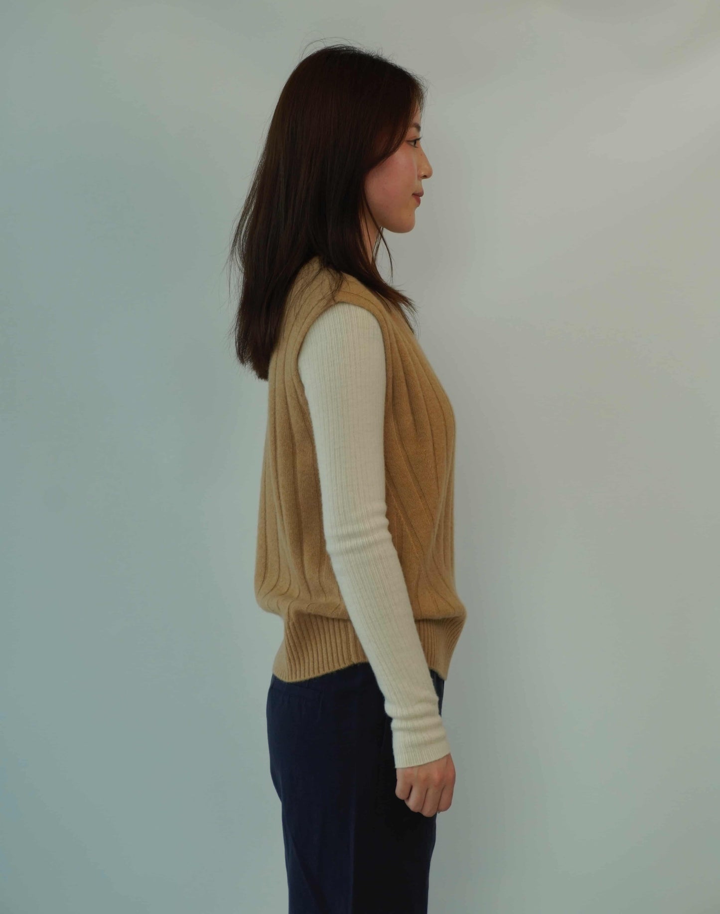 100% cashmere round neck slim fashion ladies cashmere vest