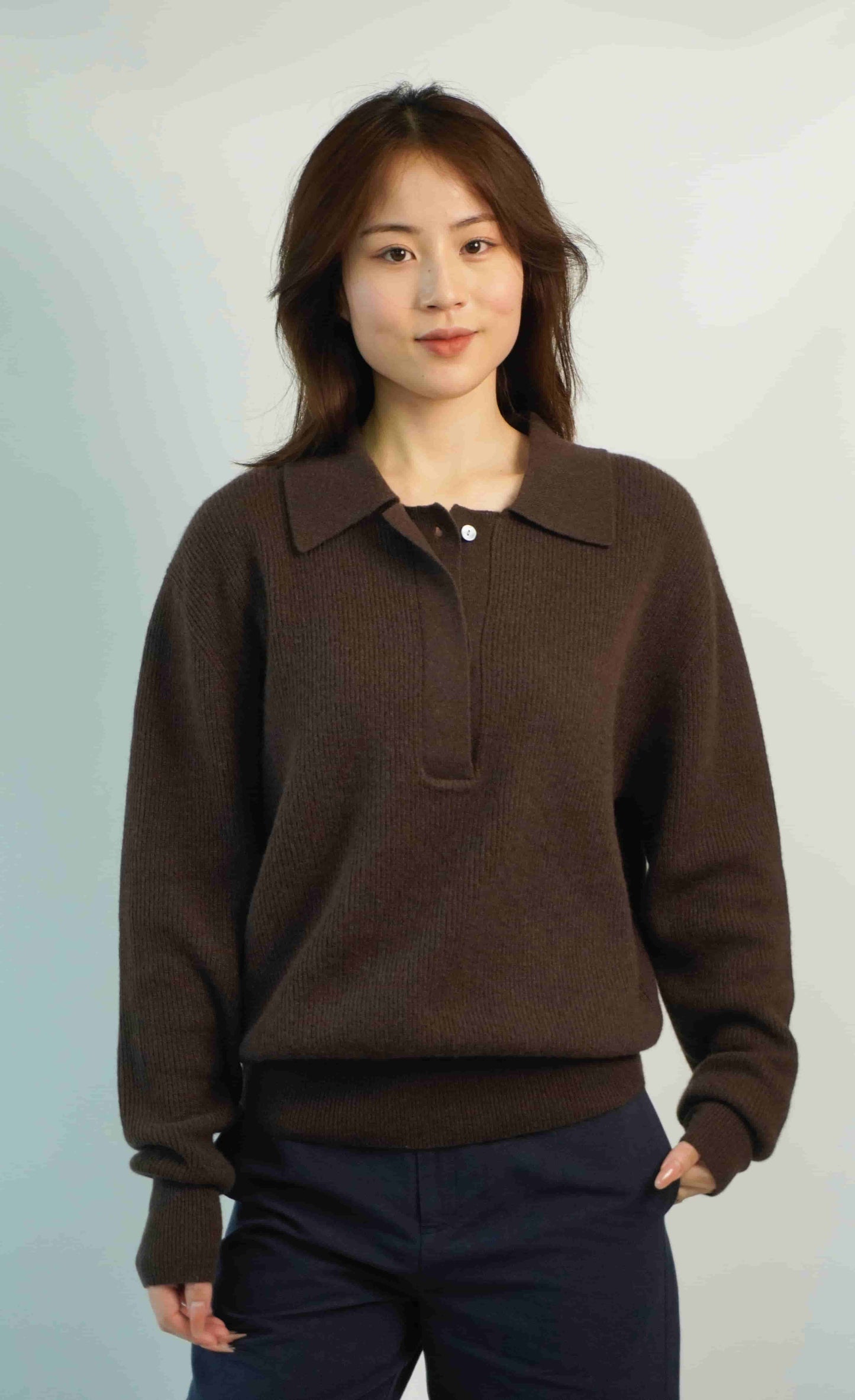 100% cashmere Warm, soft, elegant, handsome and versatile polo neck jacket cashmere sweater