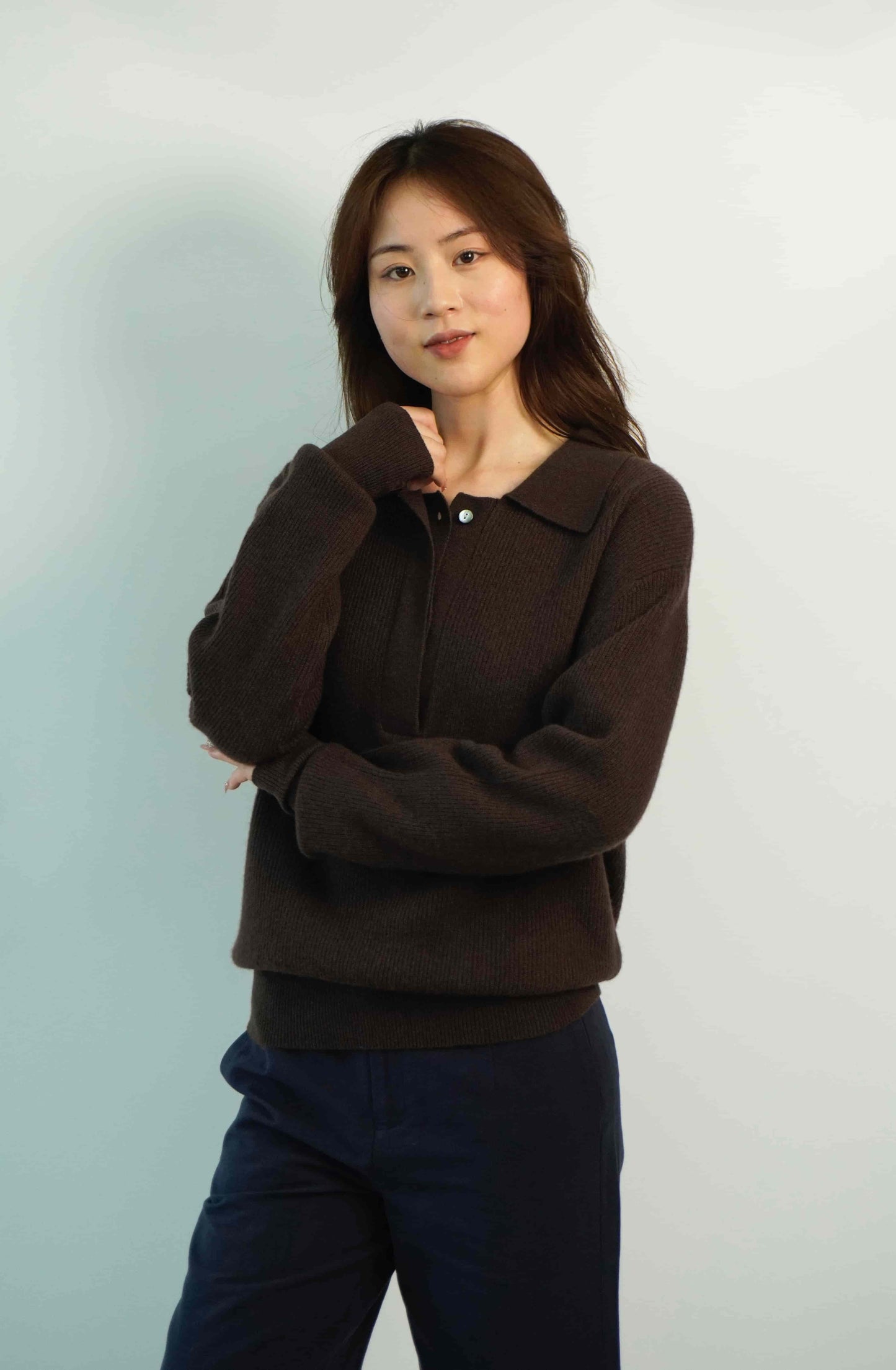 100% cashmere Warm, soft, elegant, handsome and versatile polo neck jacket cashmere sweater