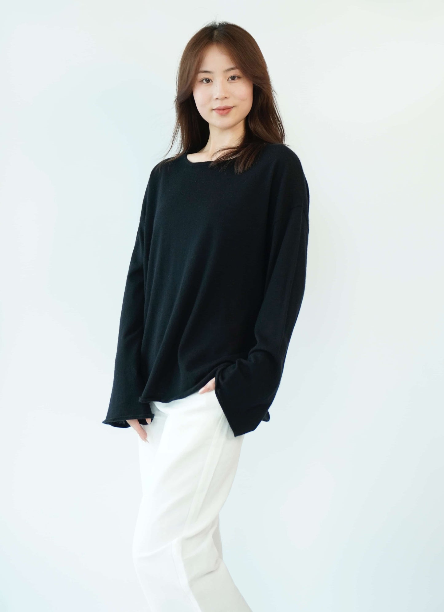 100% cashmere top quality worsted super soft and delicate ladies loose cashmere sweater