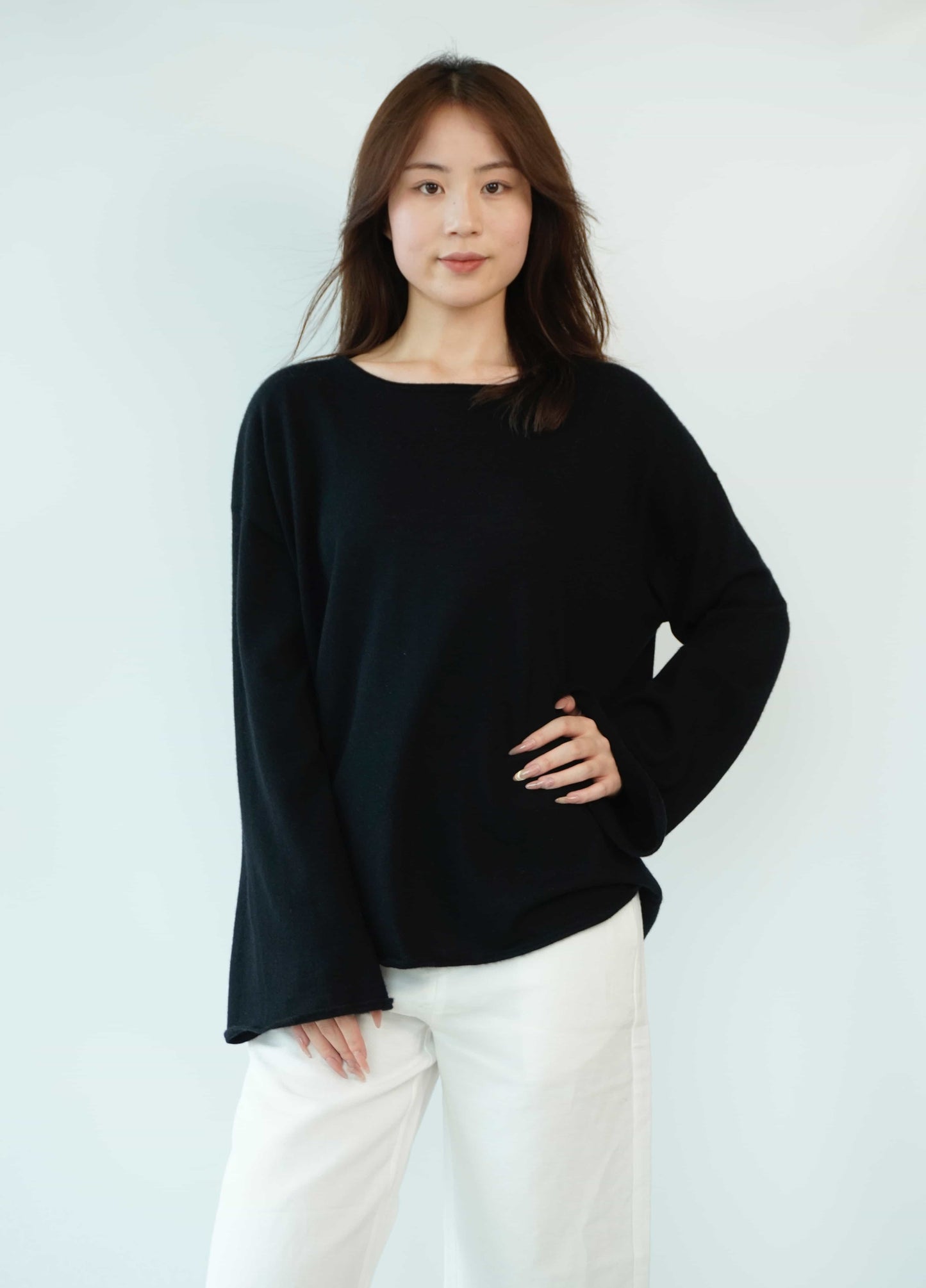 100% cashmere top quality worsted super soft and delicate ladies loose cashmere sweater