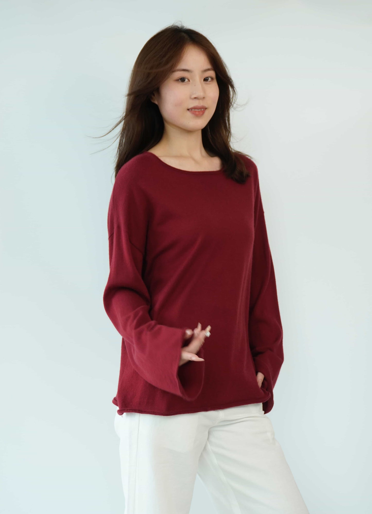 100% cashmere top quality worsted super soft and delicate ladies loose cashmere sweater