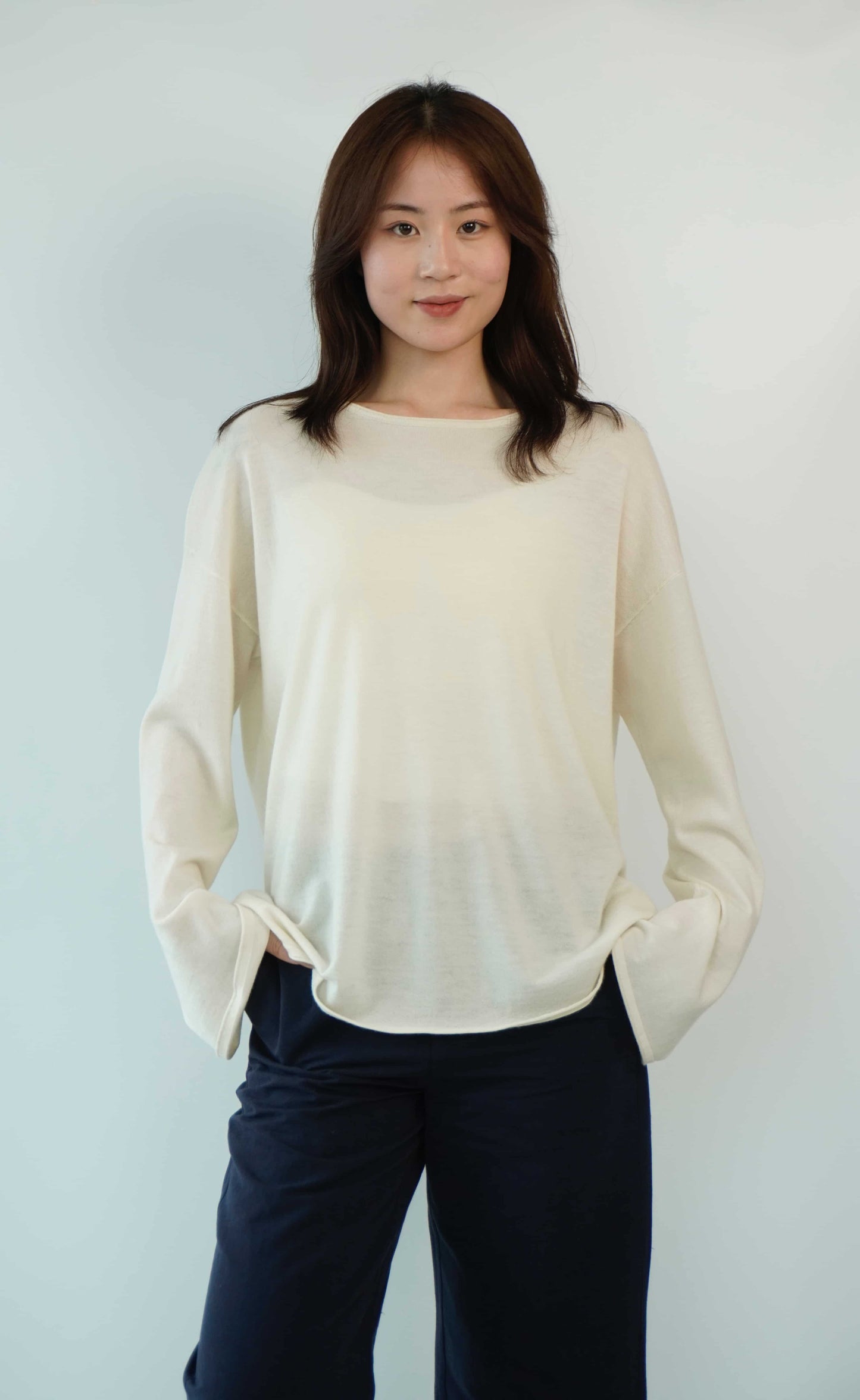 100% cashmere top quality worsted super soft and delicate ladies loose cashmere sweater