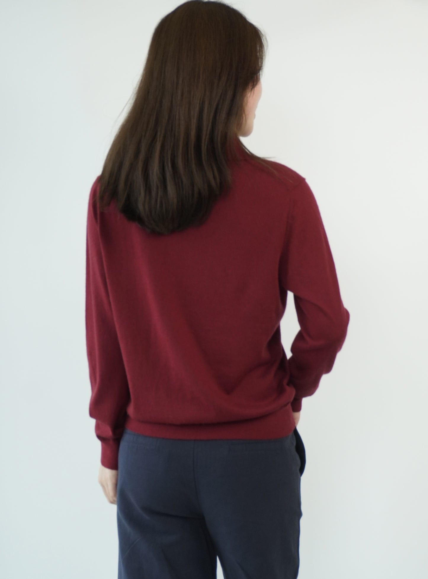 100% Cashmere Polo Neck Worsted Craftsmanship Elegant Texture Women's Cashmere Sweater