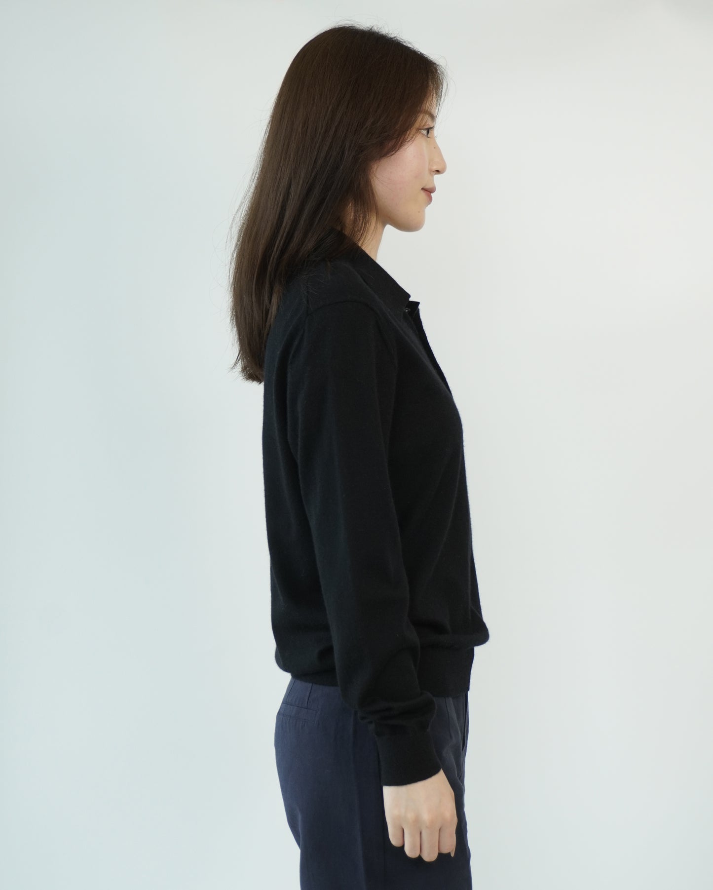 100% Cashmere Polo Neck Worsted Craftsmanship Elegant Texture Women's Cashmere Sweater