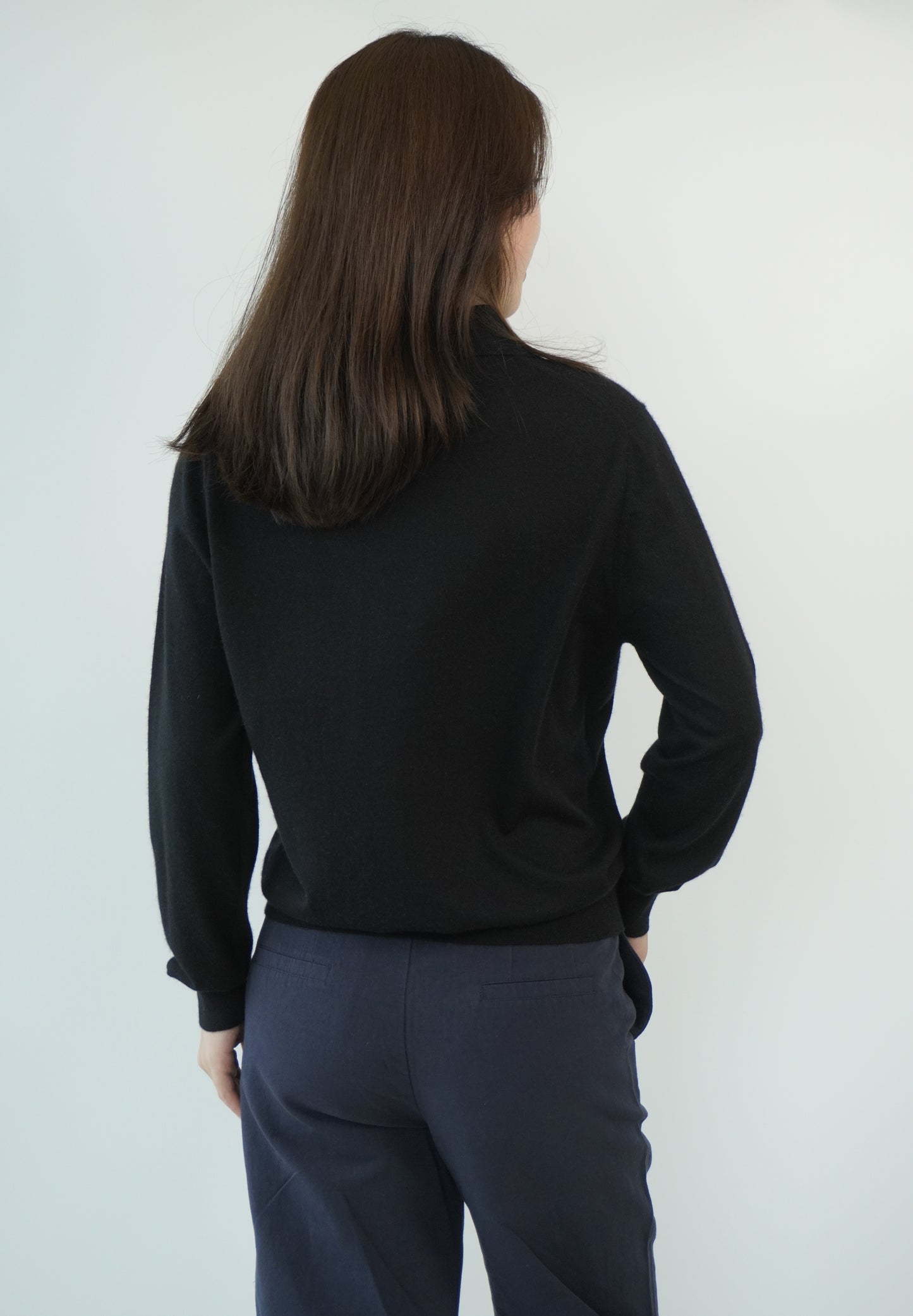 100% Cashmere Polo Neck Worsted Craftsmanship Elegant Texture Women's Cashmere Sweater