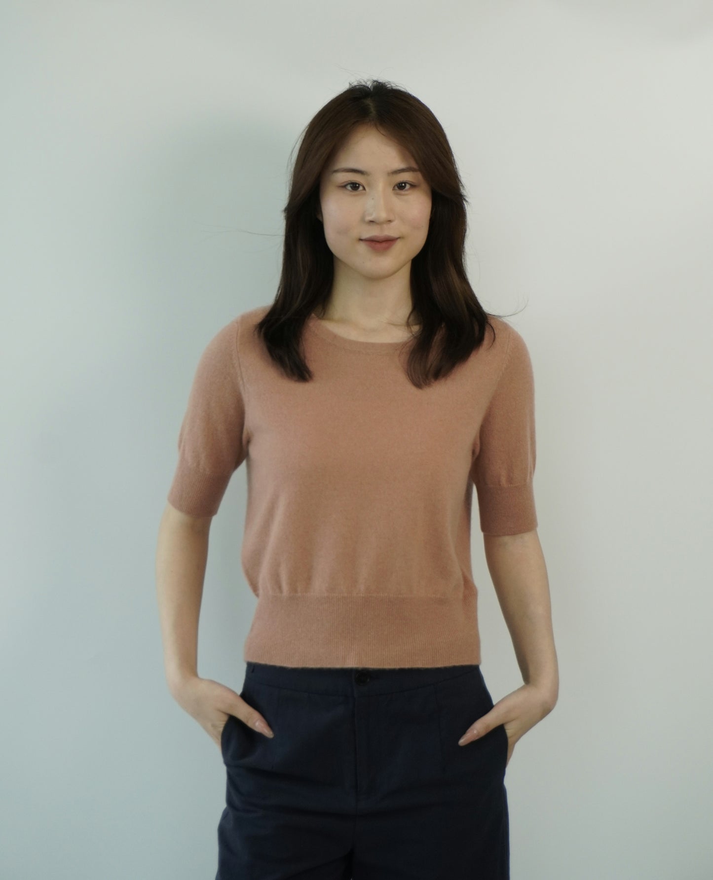 100% Cashmere Short Sleeve Slim Elegant Women's Top