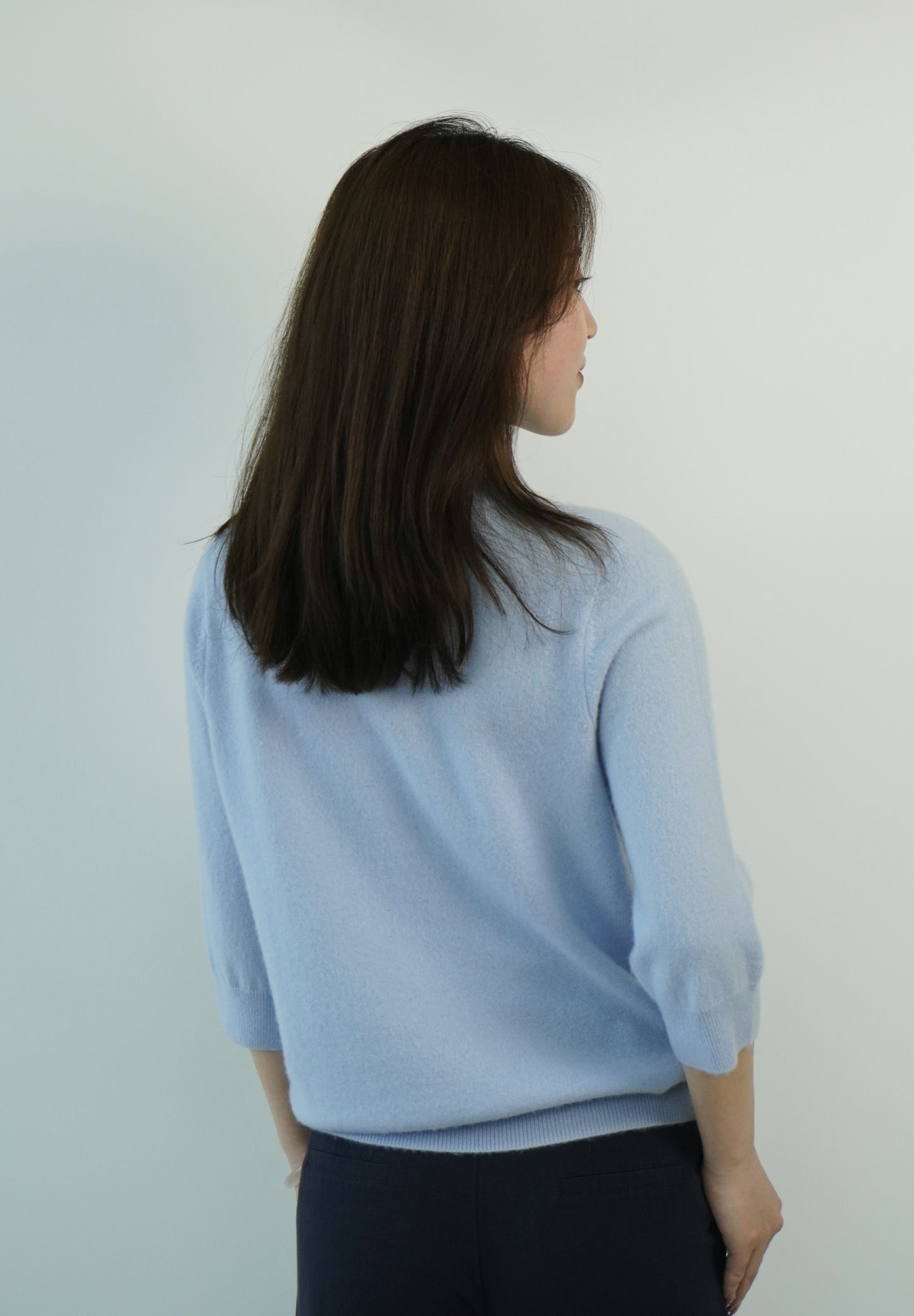 100% Cashmere High Neck Mid Sleeve Elegant Natural Comfort Ladies Cashmere Sweater