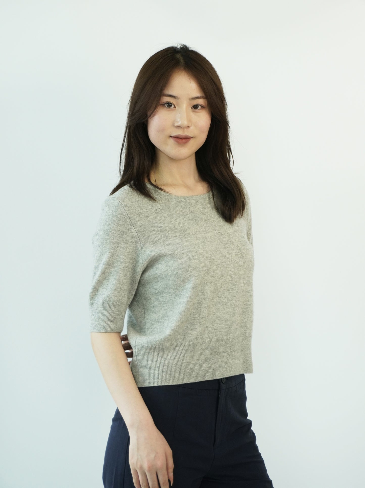 100% Cashmere Short Sleeve Slim Elegant Women's Top