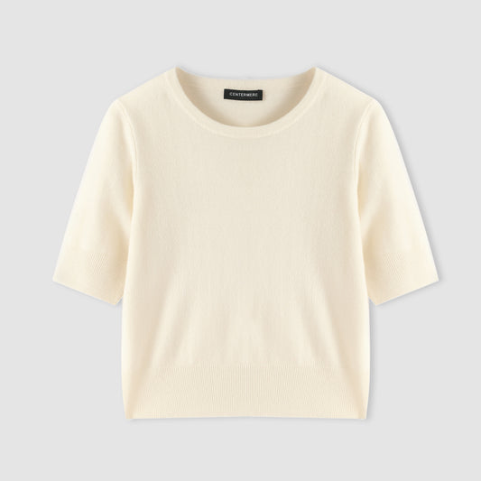 100% Cashmere Short Sleeve Slim Elegant Women's Top