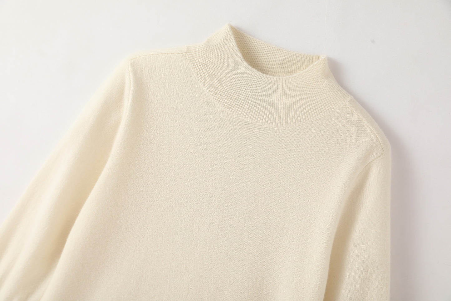 100% Cashmere High Neck Mid Sleeve Elegant Natural Comfort Ladies Cashmere Sweater