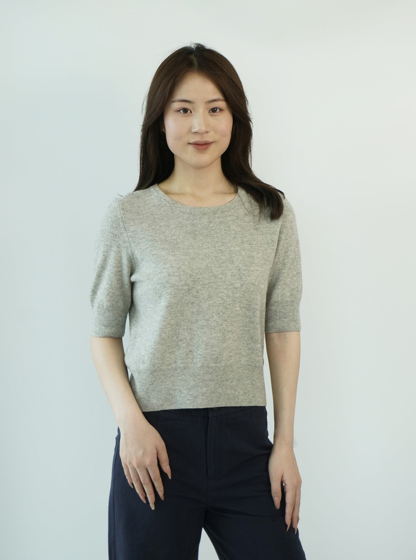 100% Cashmere Short Sleeve Slim Elegant Women's Top