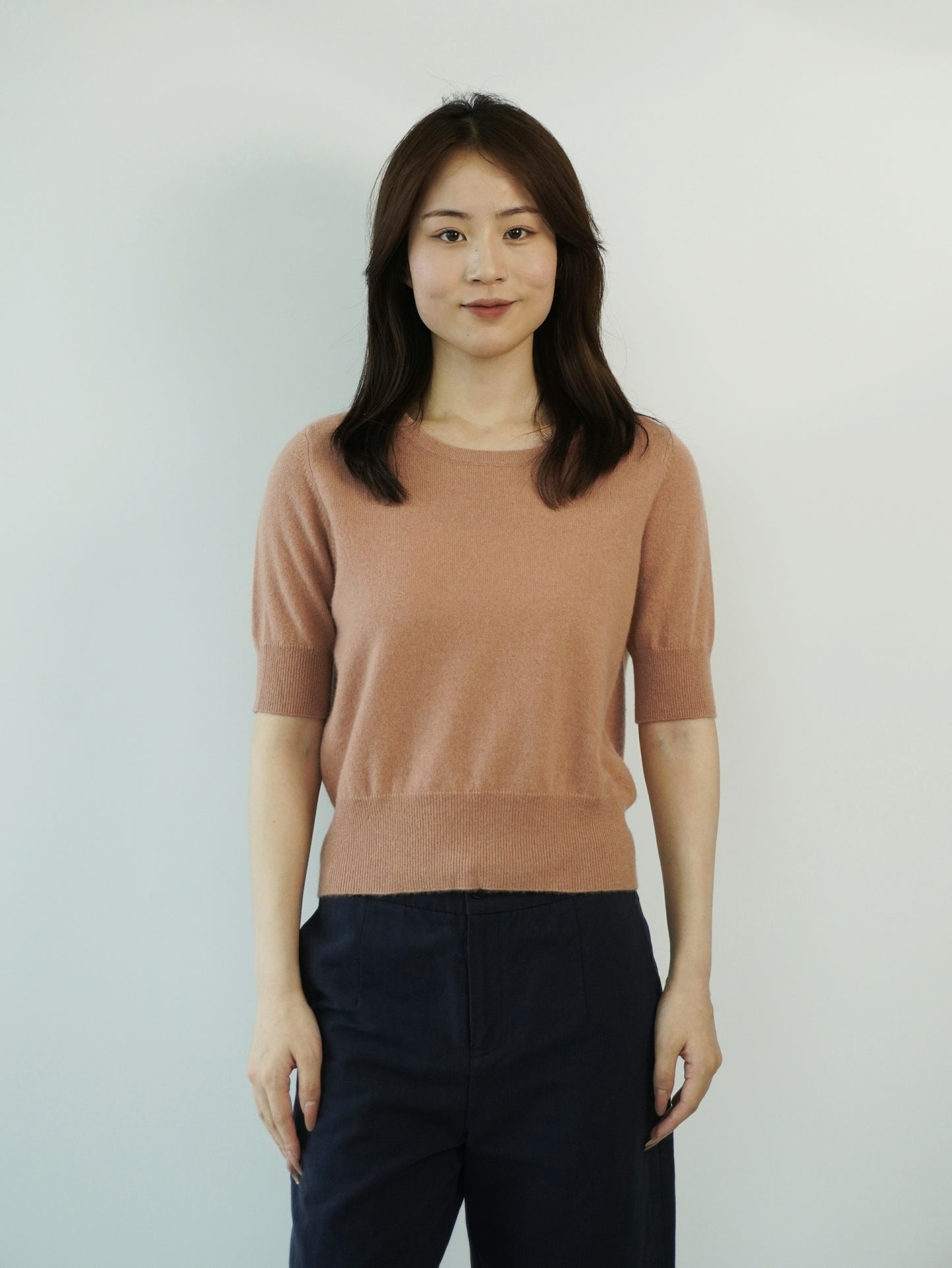 100% Cashmere Short Sleeve Slim Elegant Women's Top