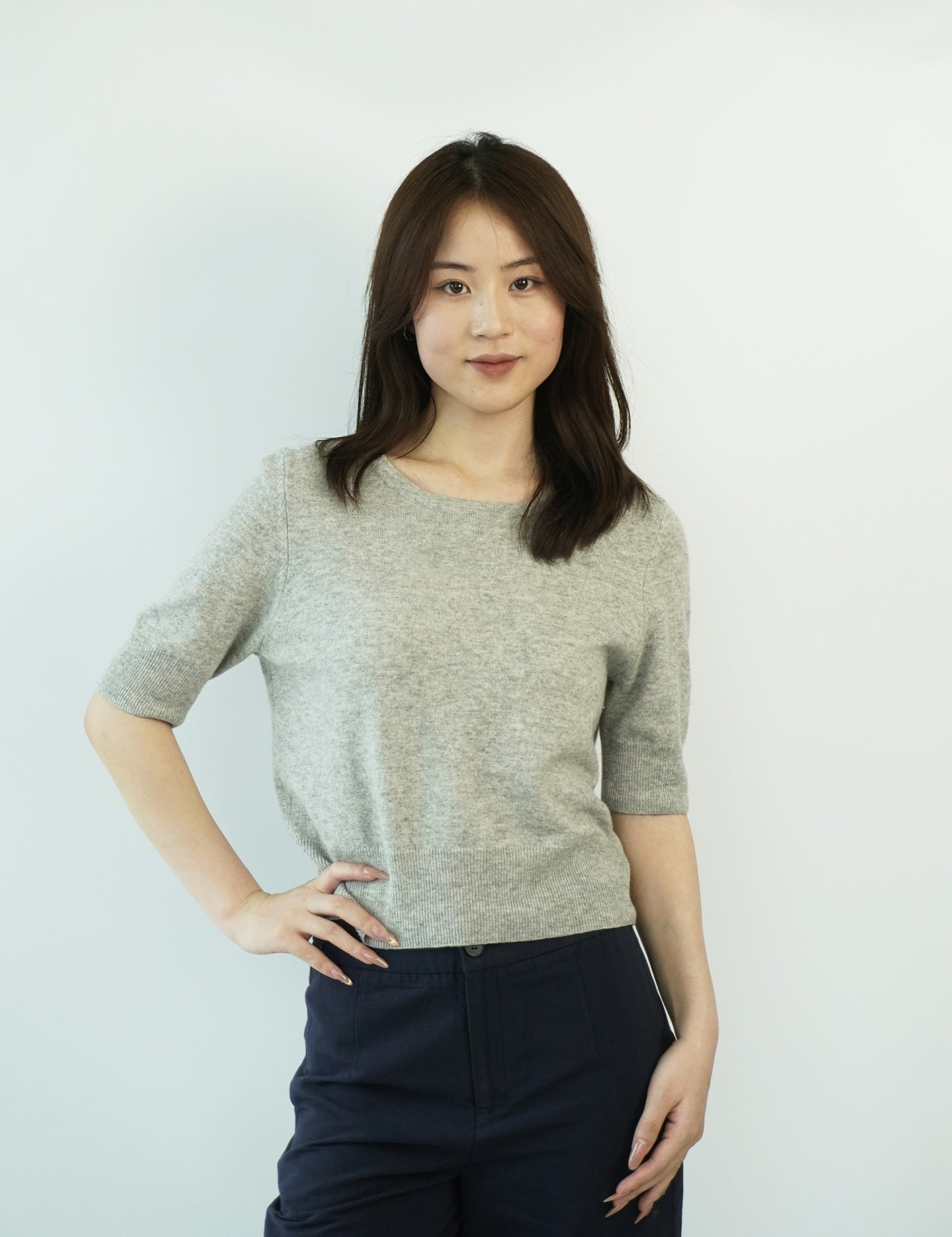 100% Cashmere Short Sleeve Slim Elegant Women's Top