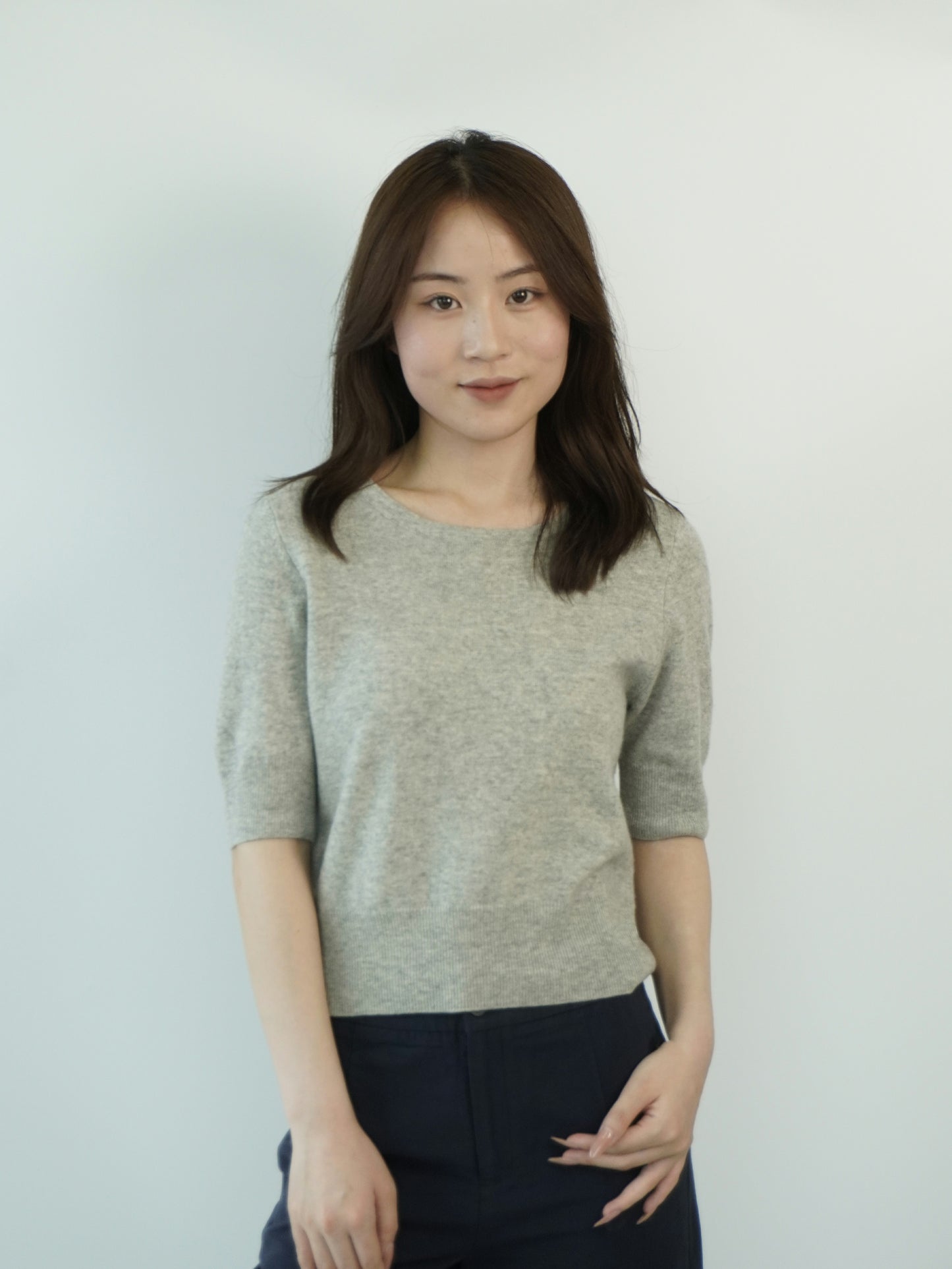 100% Cashmere Short Sleeve Slim Elegant Women's Top