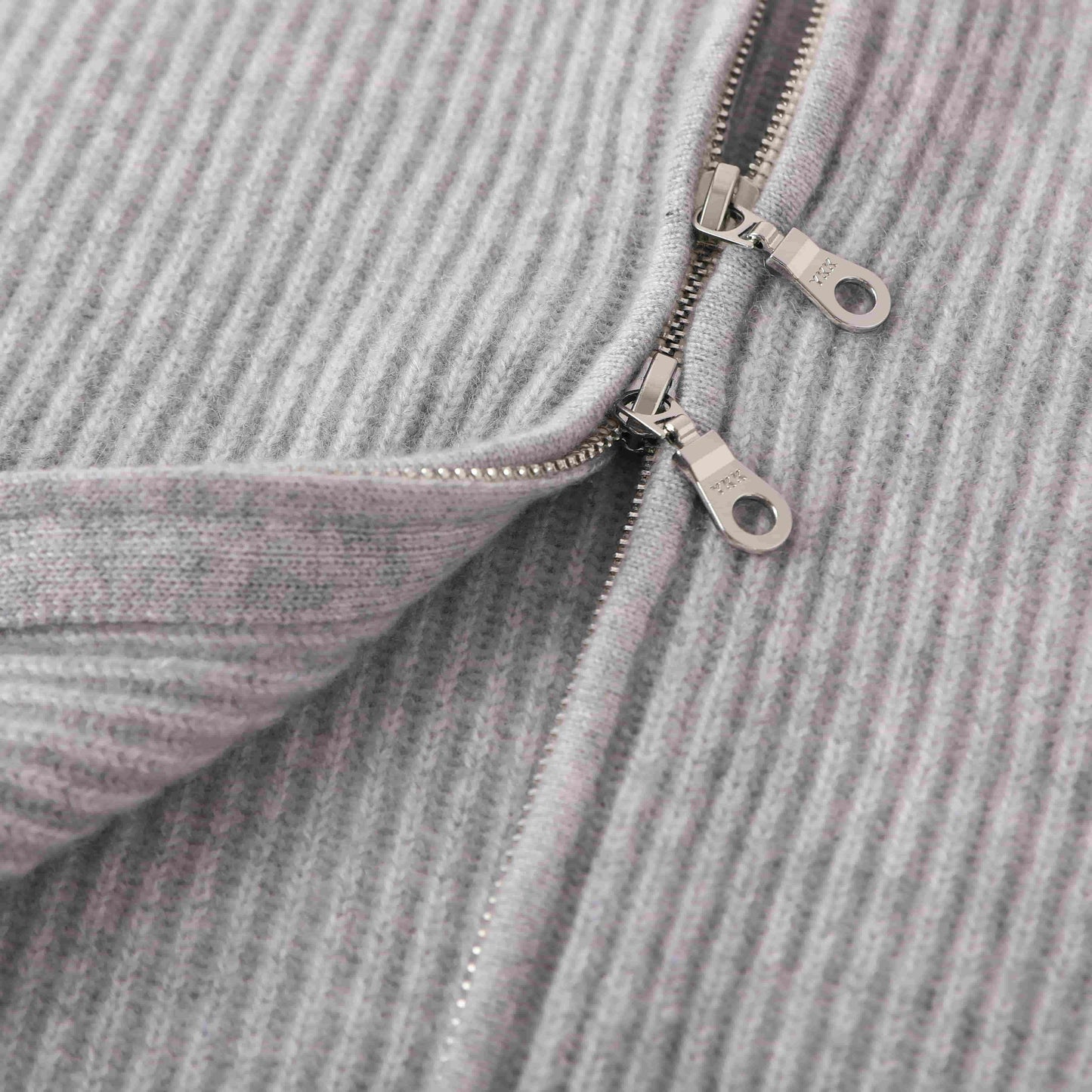 100% cashmere Fashionable warm double head zipper men's cashmere jacket