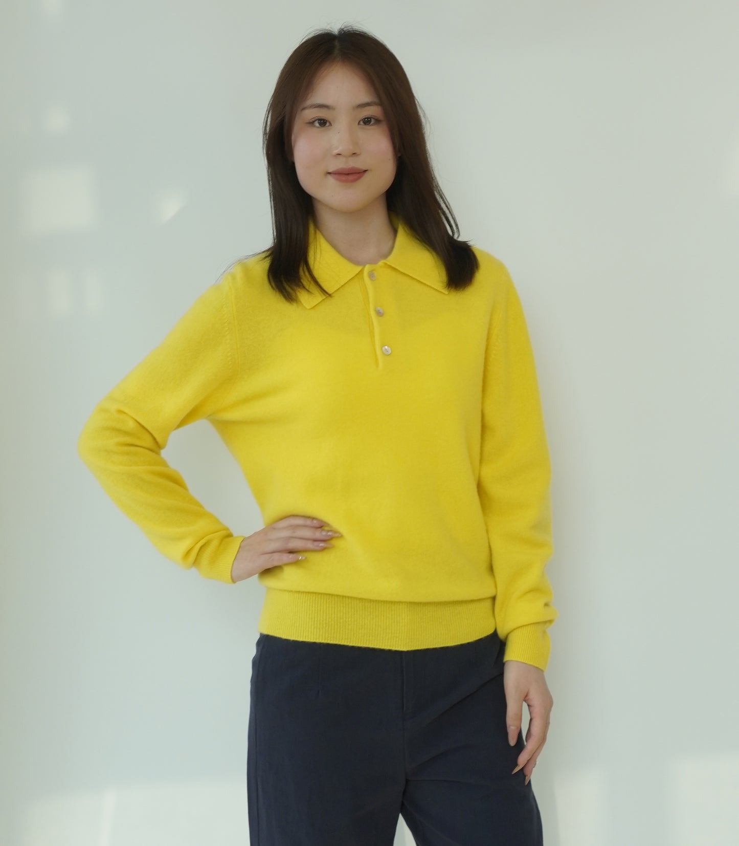 100% cashmere Warm and cozy women's cashmere polo shirt