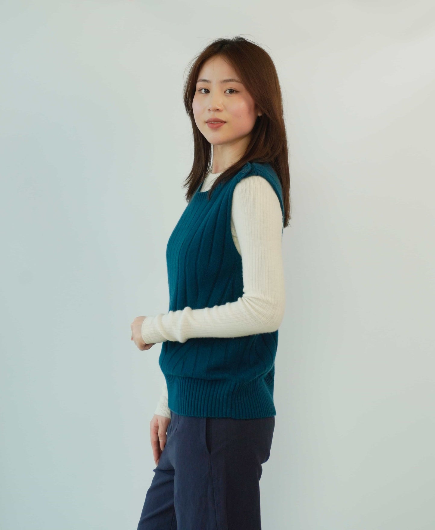 100% cashmere round neck slim fashion ladies cashmere vest