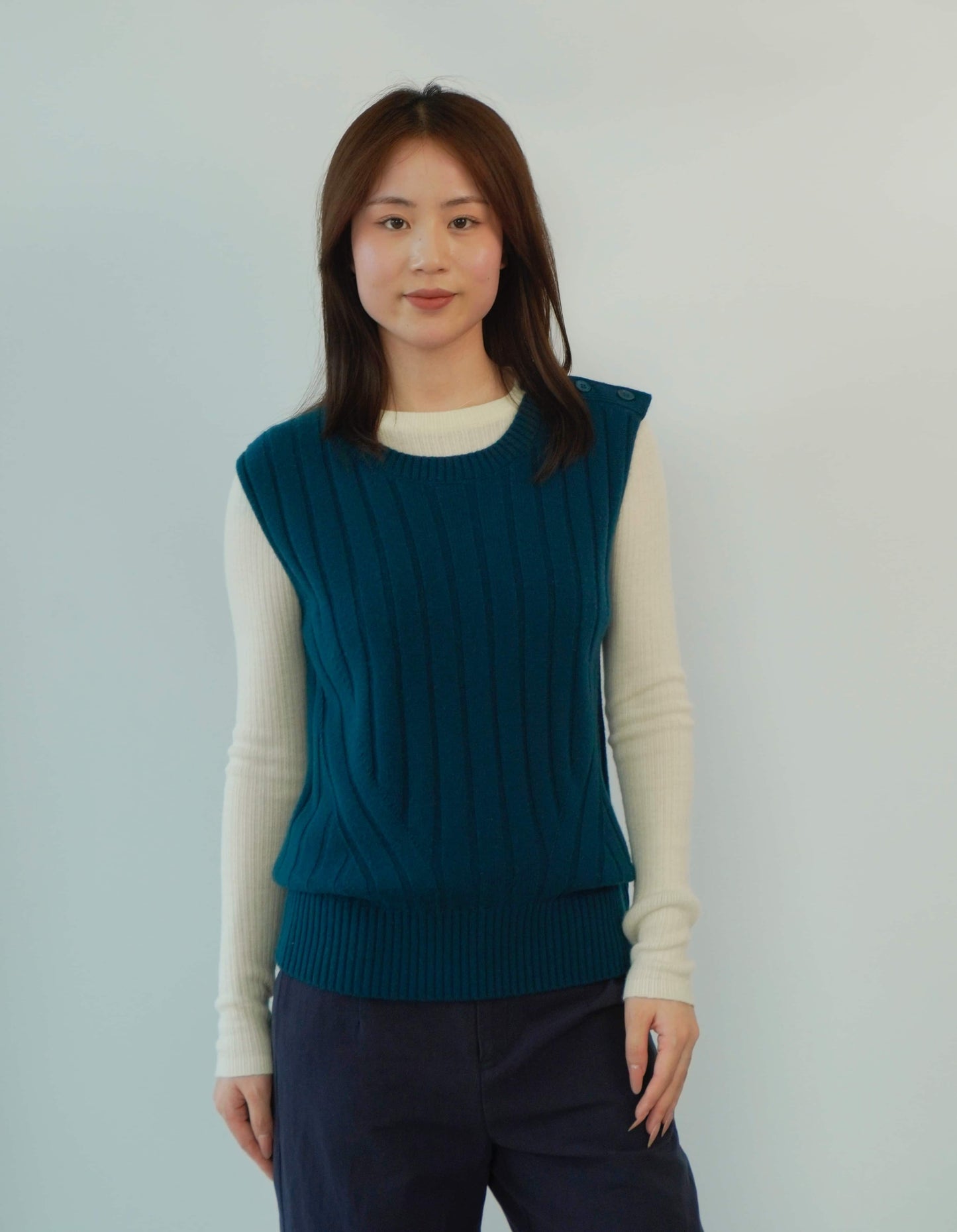 100% cashmere round neck slim fashion ladies cashmere vest