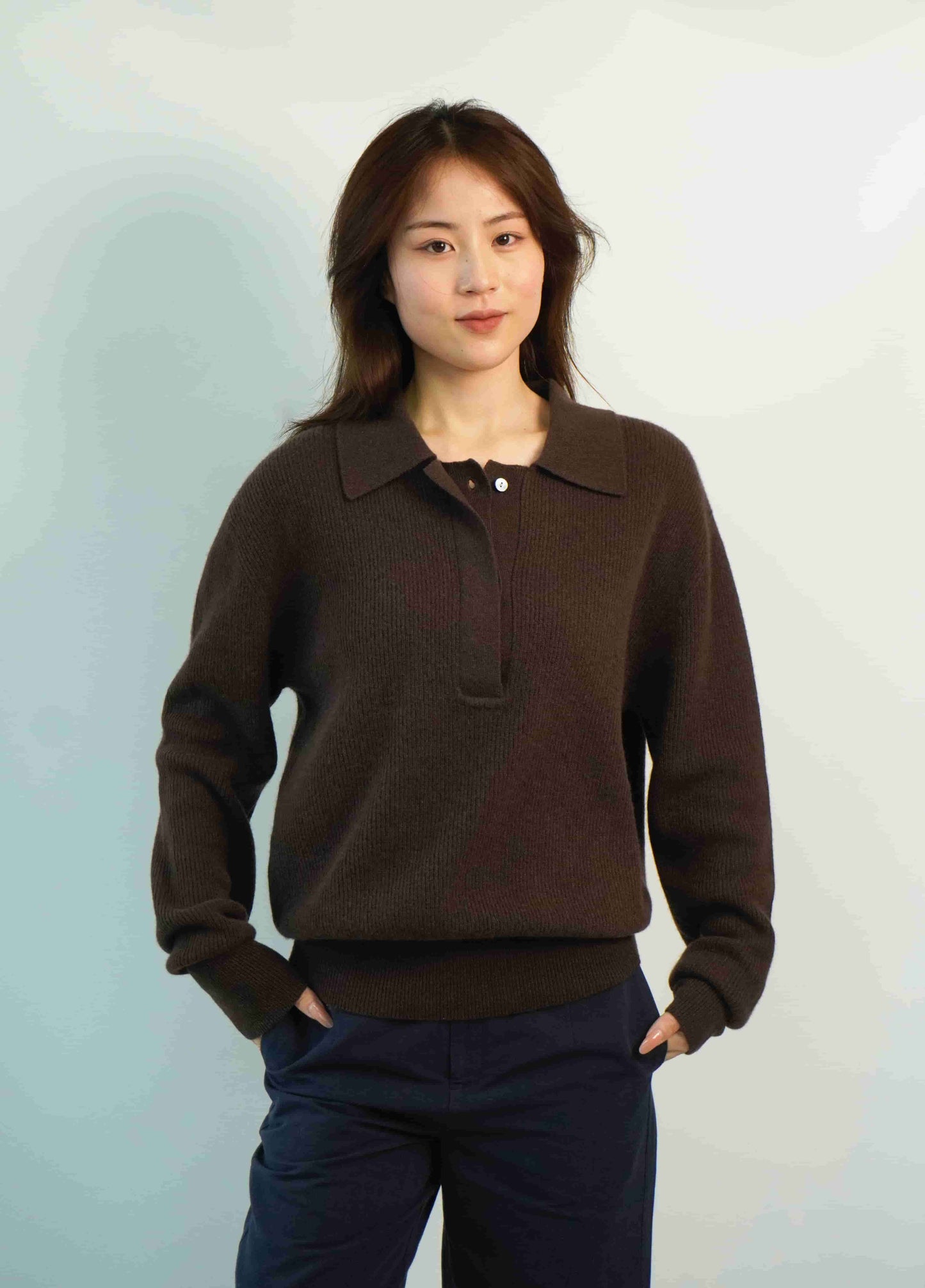 100% cashmere Warm, soft, elegant, handsome and versatile polo neck jacket cashmere sweater