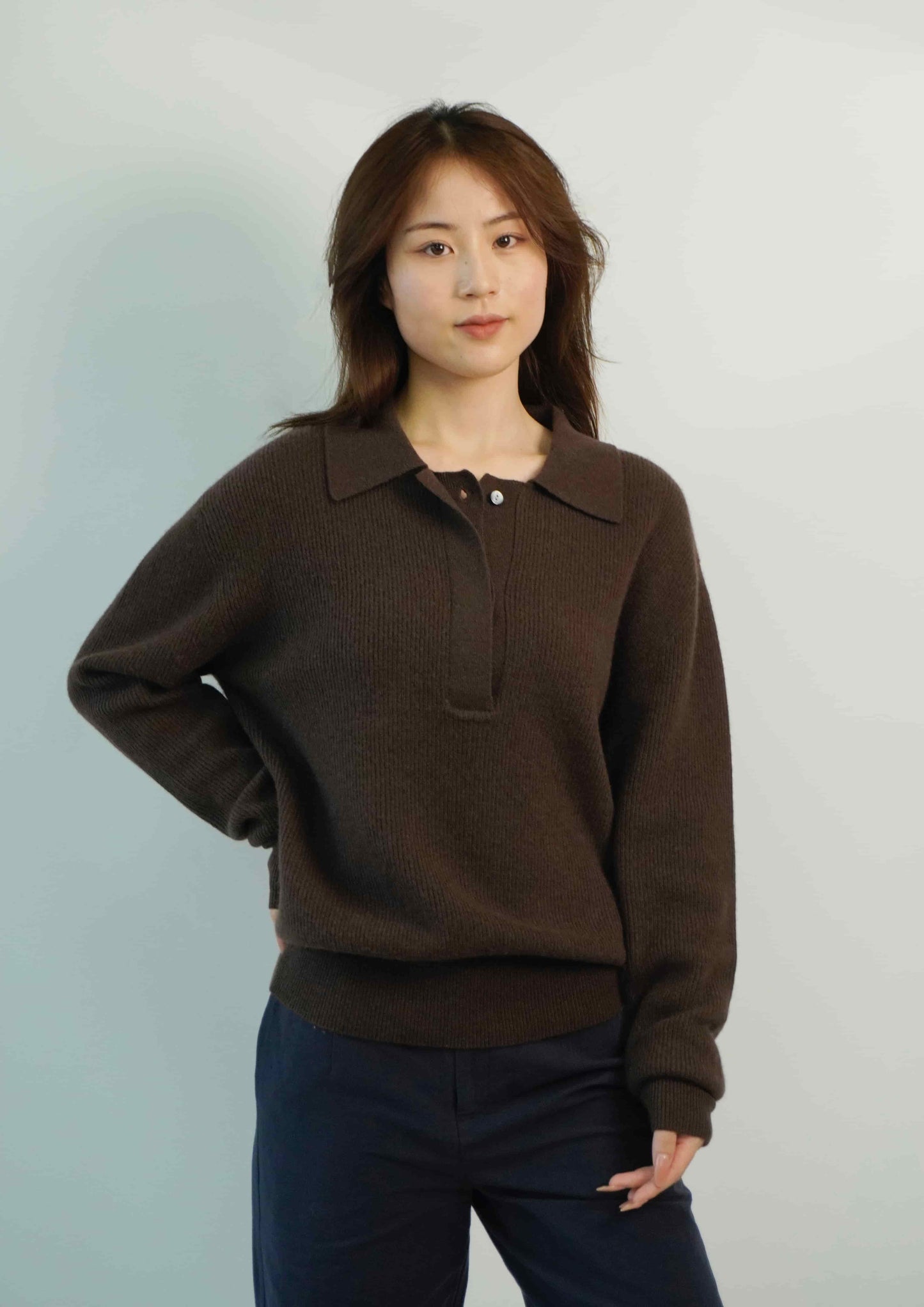 100% cashmere Warm, soft, elegant, handsome and versatile polo neck jacket cashmere sweater