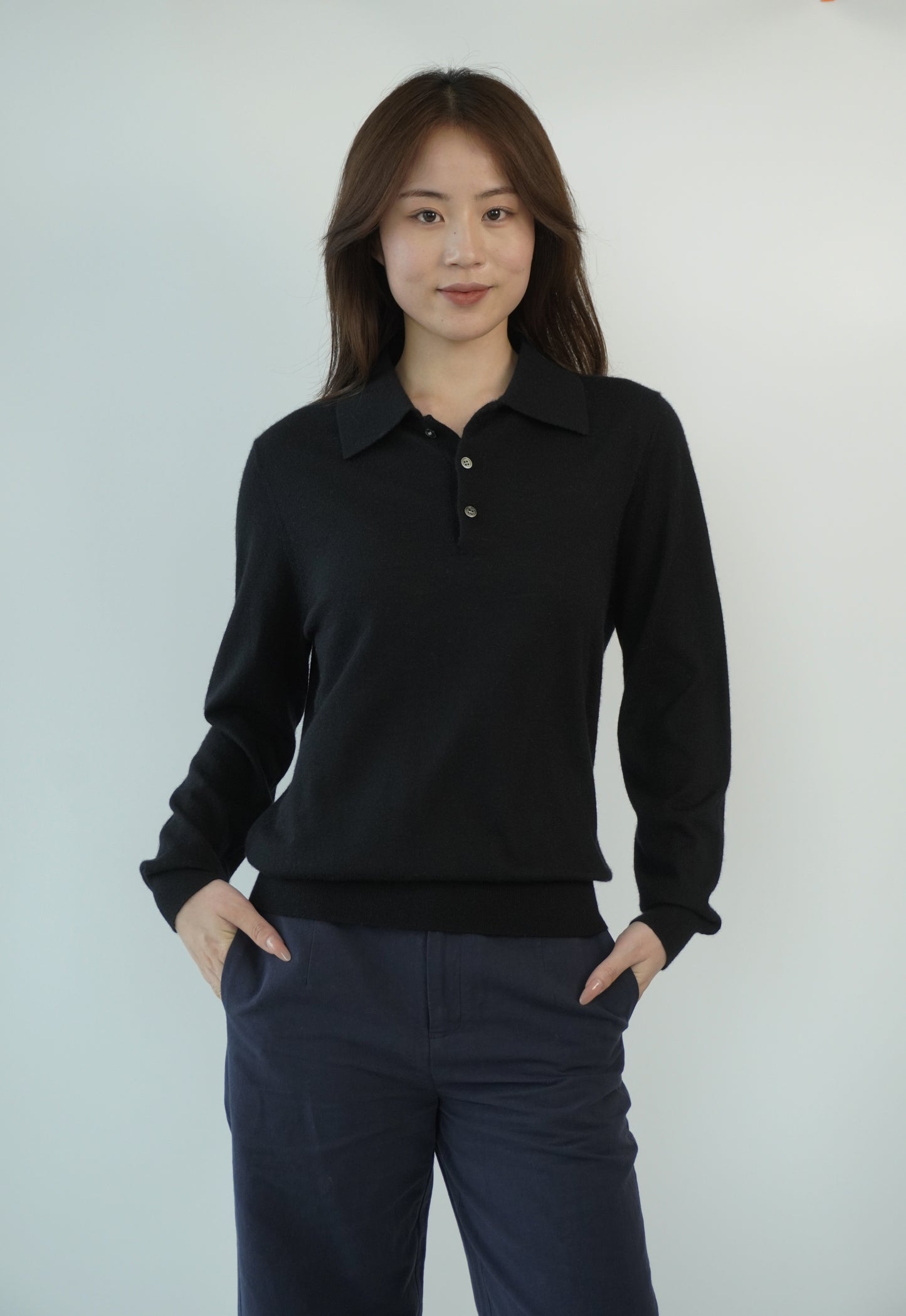 100% Cashmere Polo Neck Worsted Craftsmanship Elegant Texture Women's Cashmere Sweater