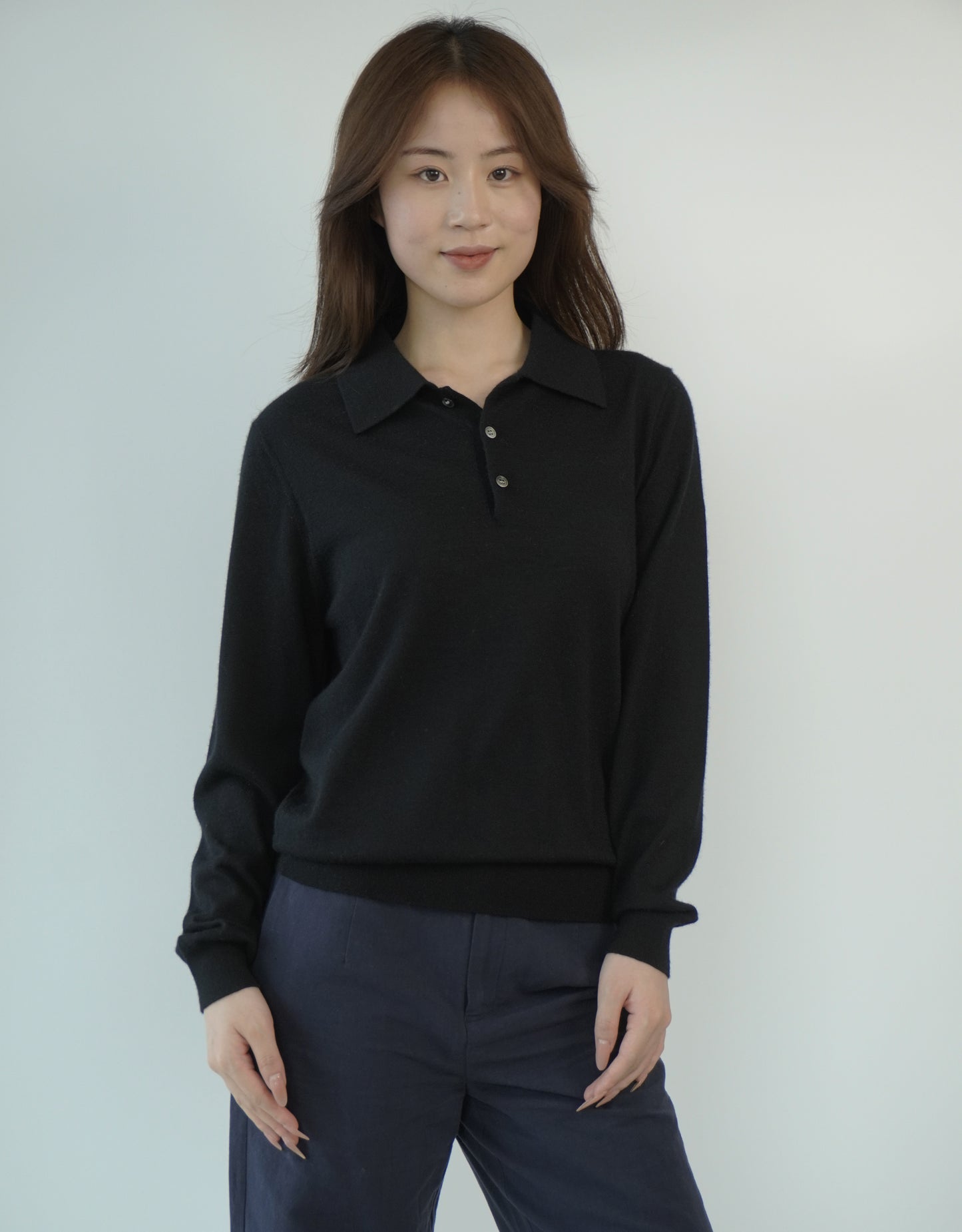 100% Cashmere Polo Neck Worsted Craftsmanship Elegant Texture Women's Cashmere Sweater
