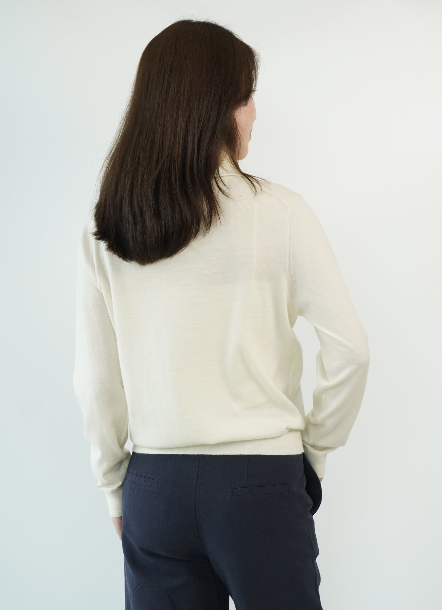 100% Cashmere Polo Neck Worsted Craftsmanship Elegant Texture Women's Cashmere Sweater