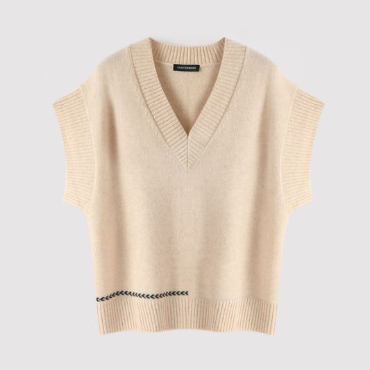 100% cashmere fashion warm ladies v-neck cashmere vest