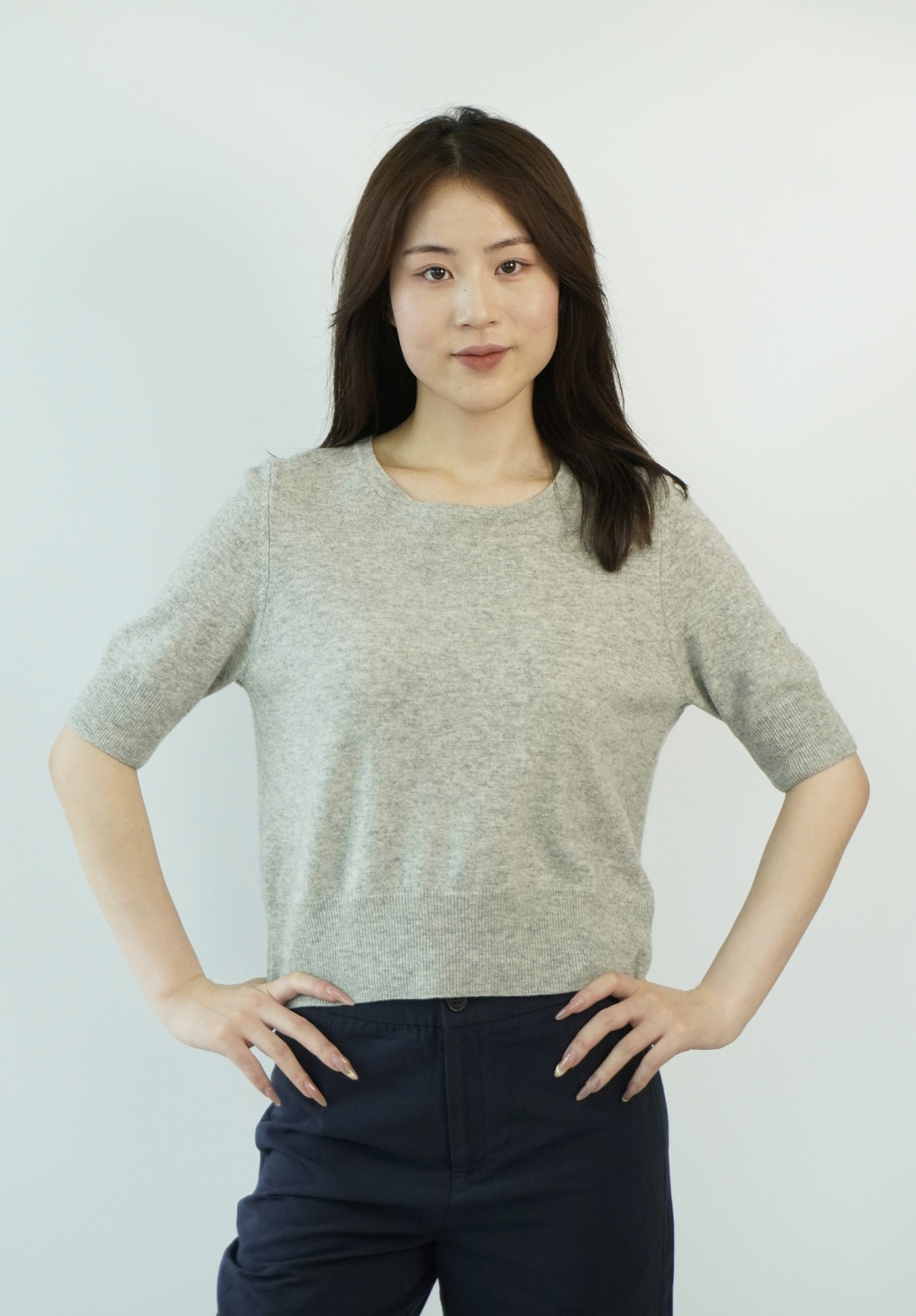 100% Cashmere Short Sleeve Slim Elegant Women's Top