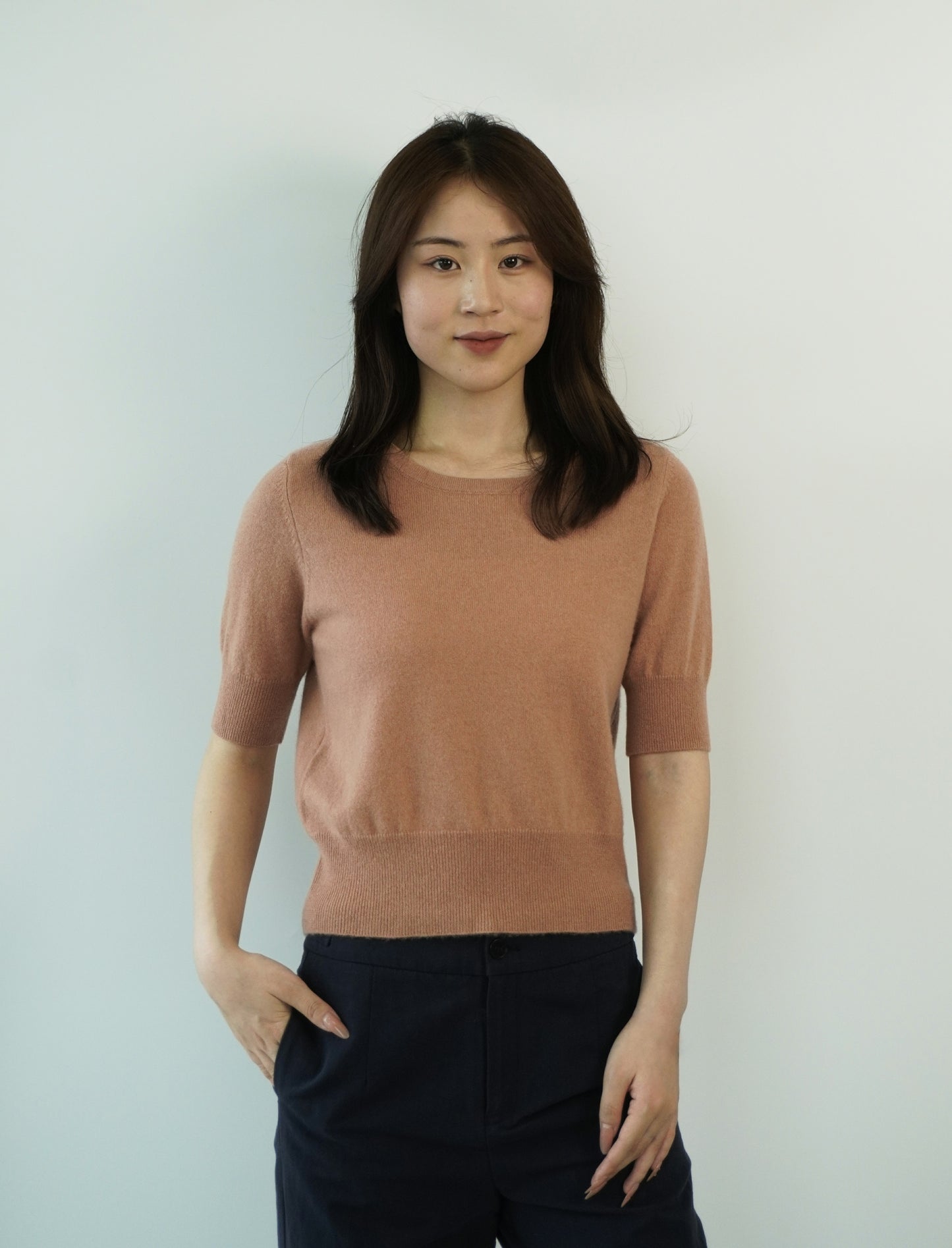 100% Cashmere Short Sleeve Slim Elegant Women's Top