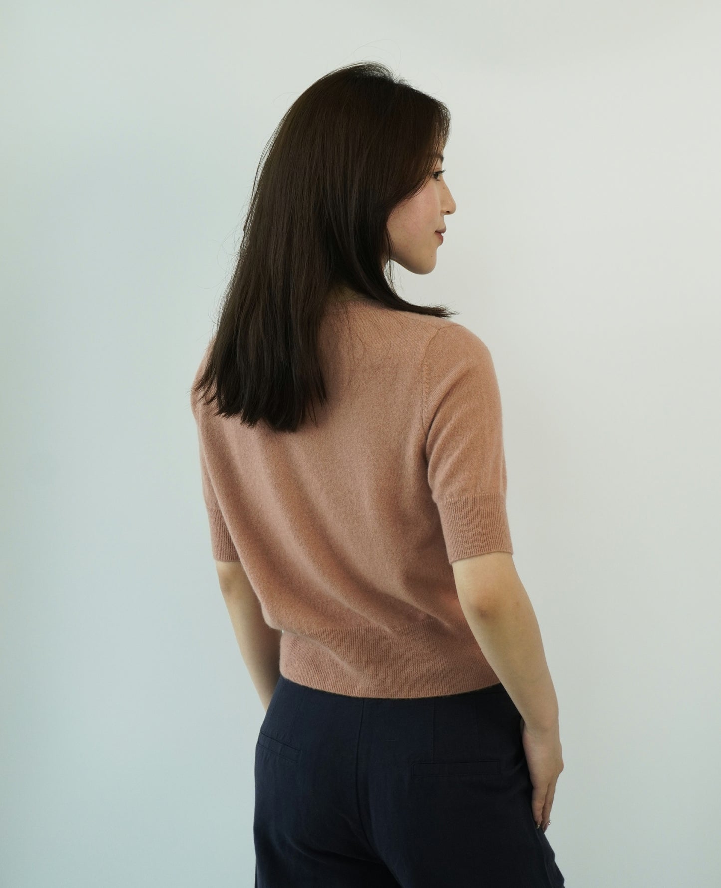 100% Cashmere Short Sleeve Slim Elegant Women's Top