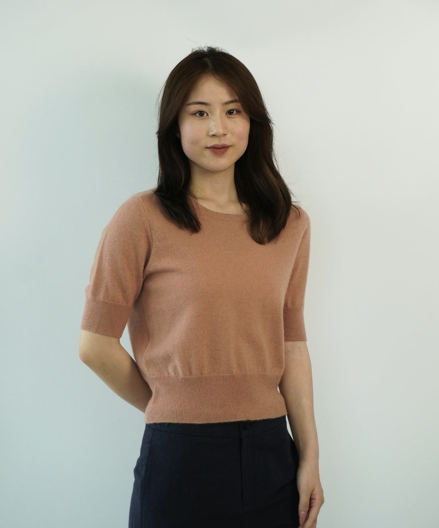 100% Cashmere Short Sleeve Slim Elegant Women's Top