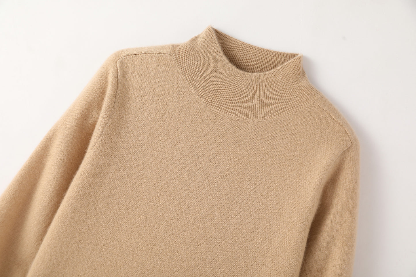 100% Cashmere High Neck Mid Sleeve Elegant Natural Comfort Ladies Cashmere Sweater