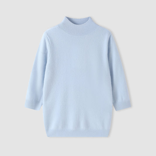 100% Cashmere High Neck Mid Sleeve Elegant Natural Comfort Ladies Cashmere Sweater