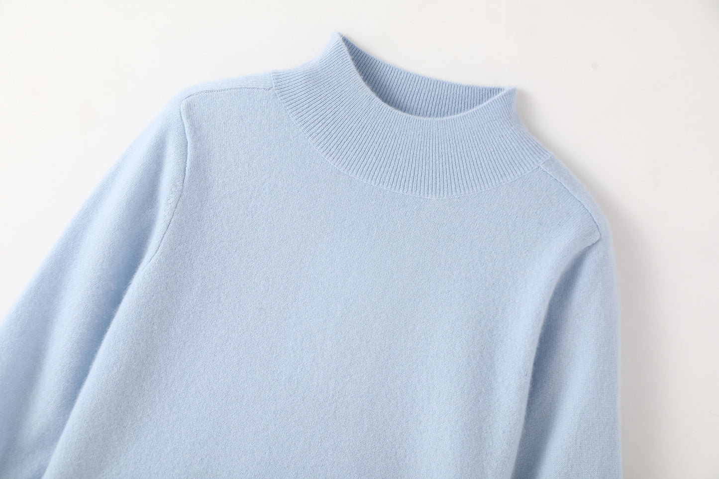 100% Cashmere High Neck Mid Sleeve Elegant Natural Comfort Ladies Cashmere Sweater