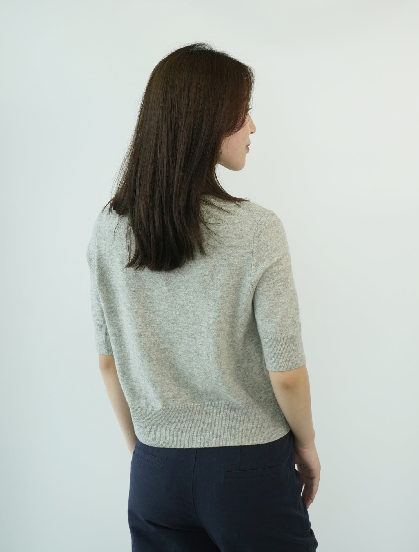 100% Cashmere Short Sleeve Slim Elegant Women's Top