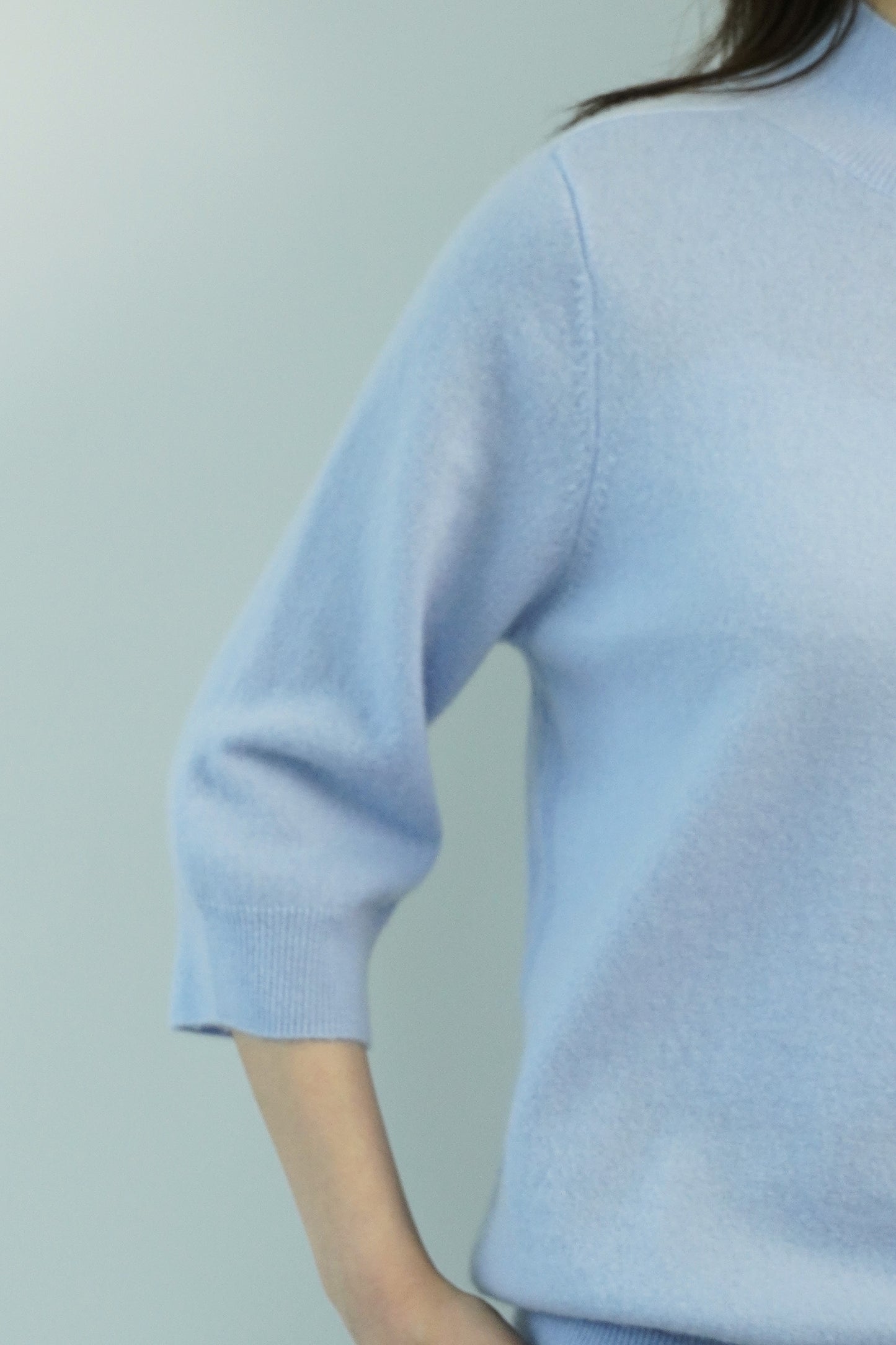 100% Cashmere High Neck Mid Sleeve Elegant Natural Comfort Ladies Cashmere Sweater