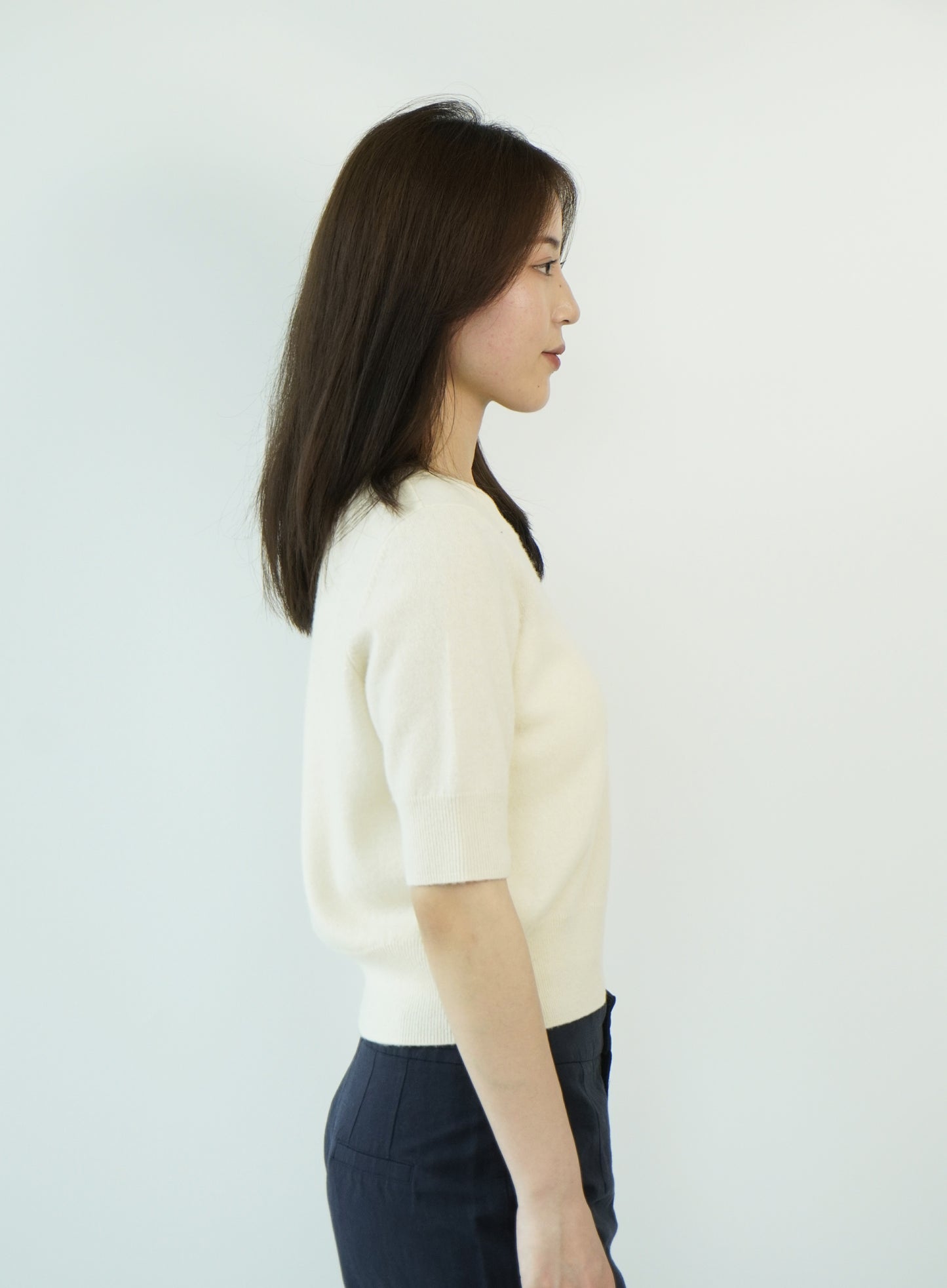 100% Cashmere Short Sleeve Slim Elegant Women's Top