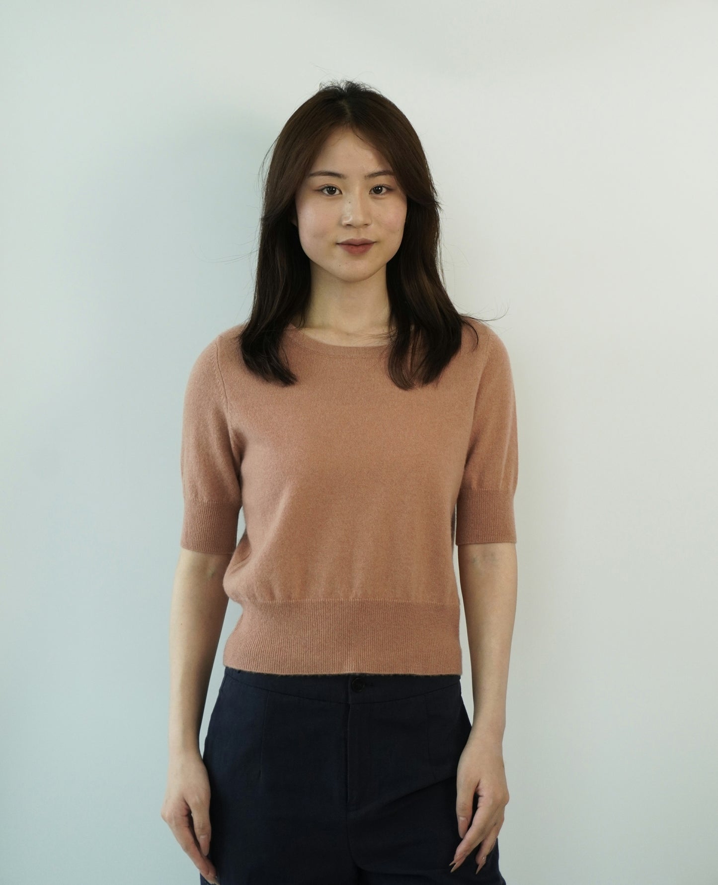 100% Cashmere Short Sleeve Slim Elegant Women's Top