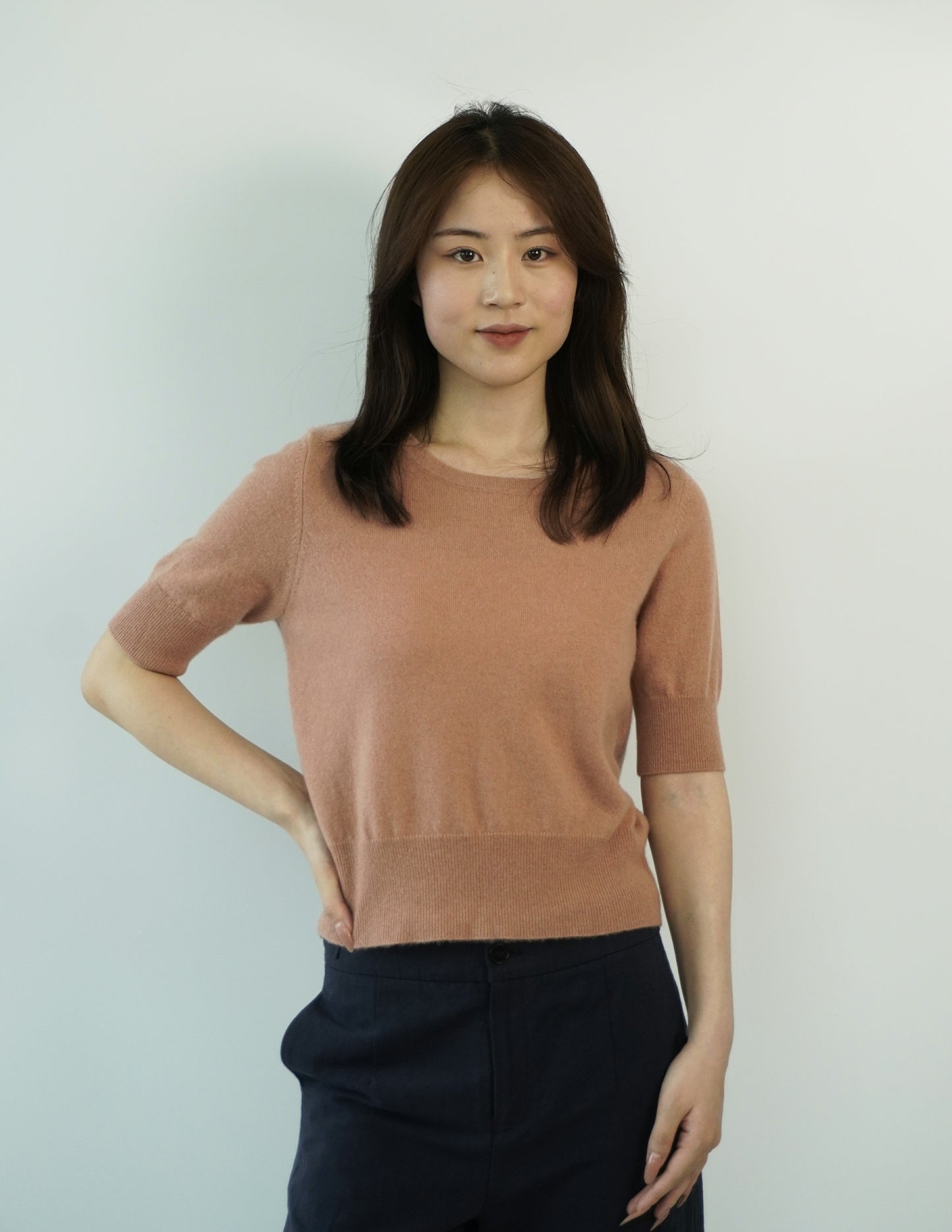 100% Cashmere Short Sleeve Slim Elegant Women's Top