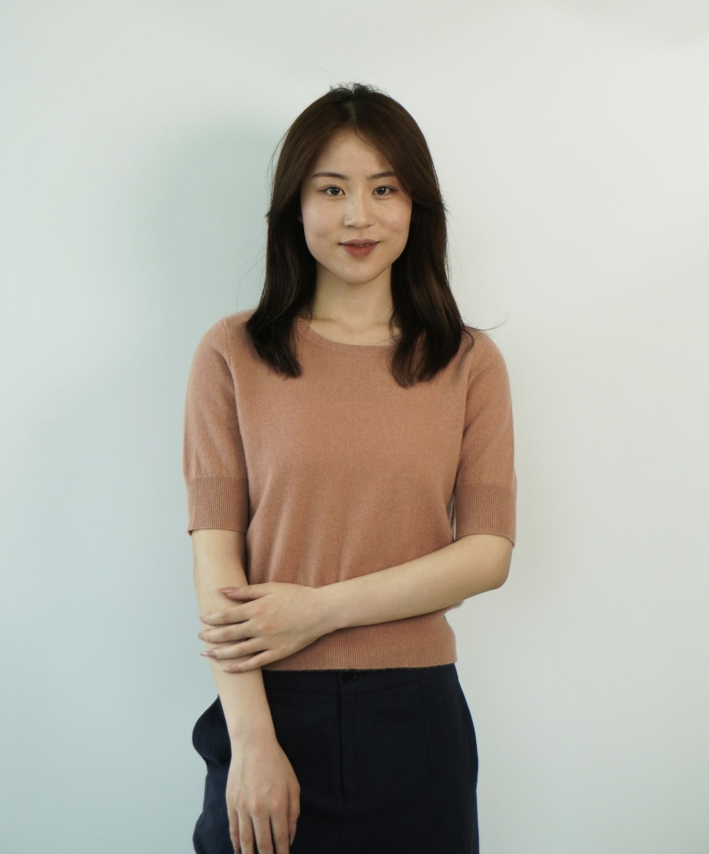 100% Cashmere Short Sleeve Slim Elegant Women's Top