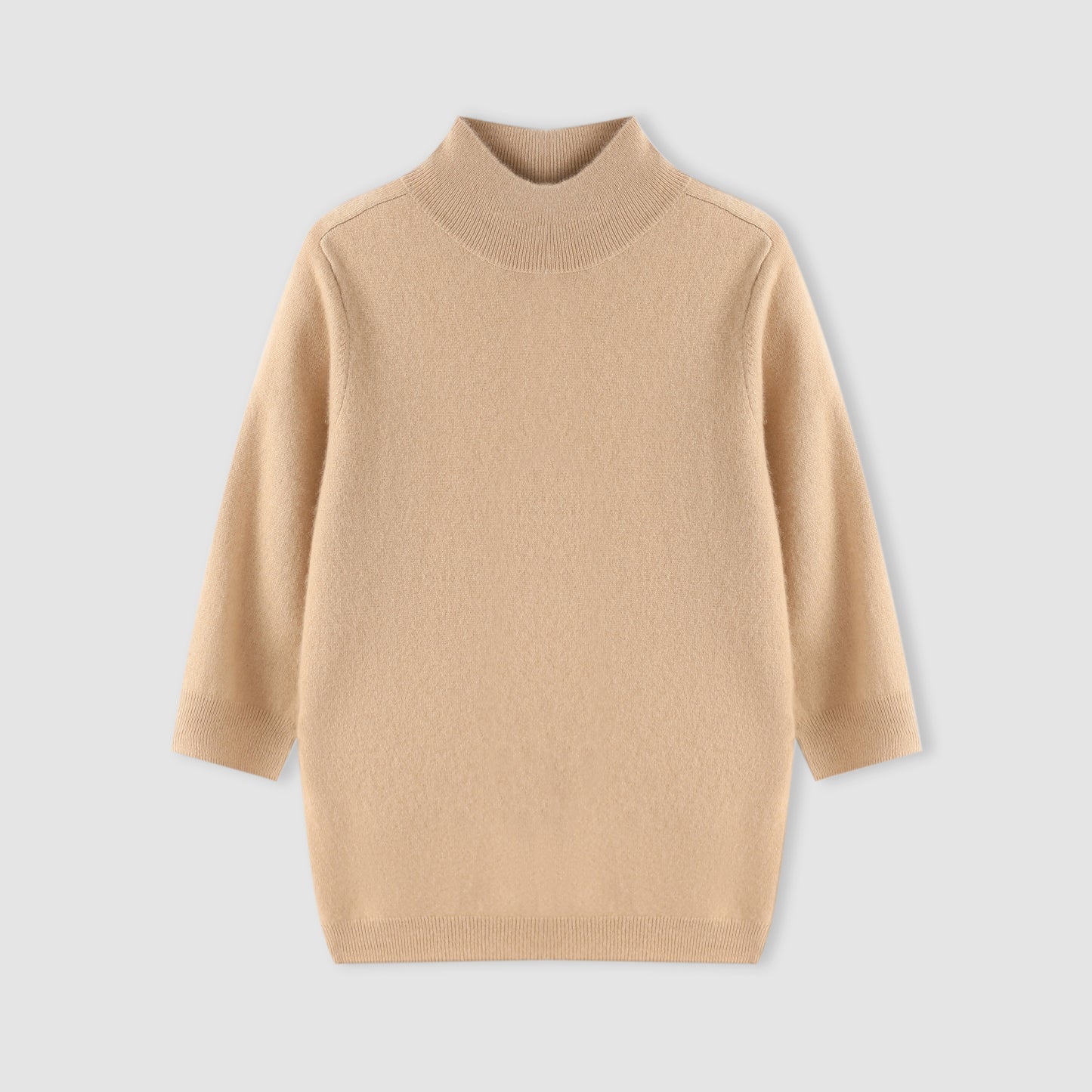 100% Cashmere High Neck Mid Sleeve Elegant Natural Comfort Ladies Cashmere Sweater