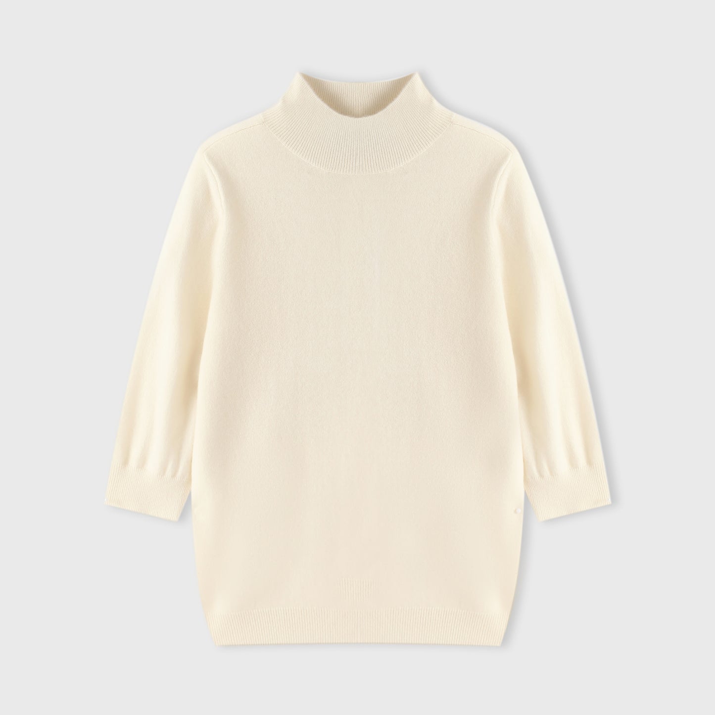 100% Cashmere High Neck Mid Sleeve Elegant Natural Comfort Ladies Cashmere Sweater